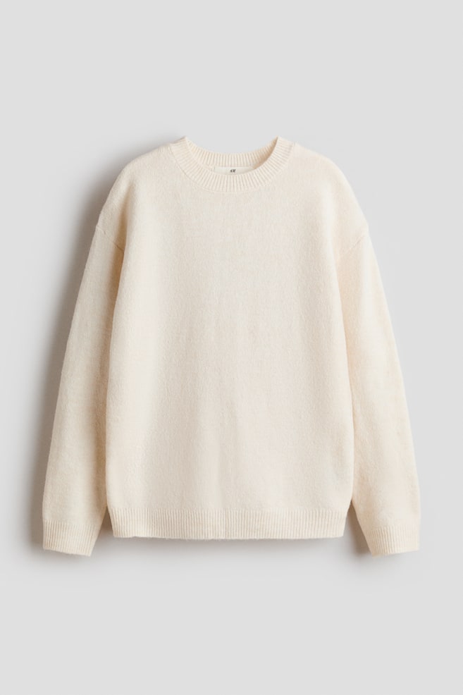 Loose Fit Sweater - White/Light beige/Pink melange/Blue/Light gray melange/Light blue - 1