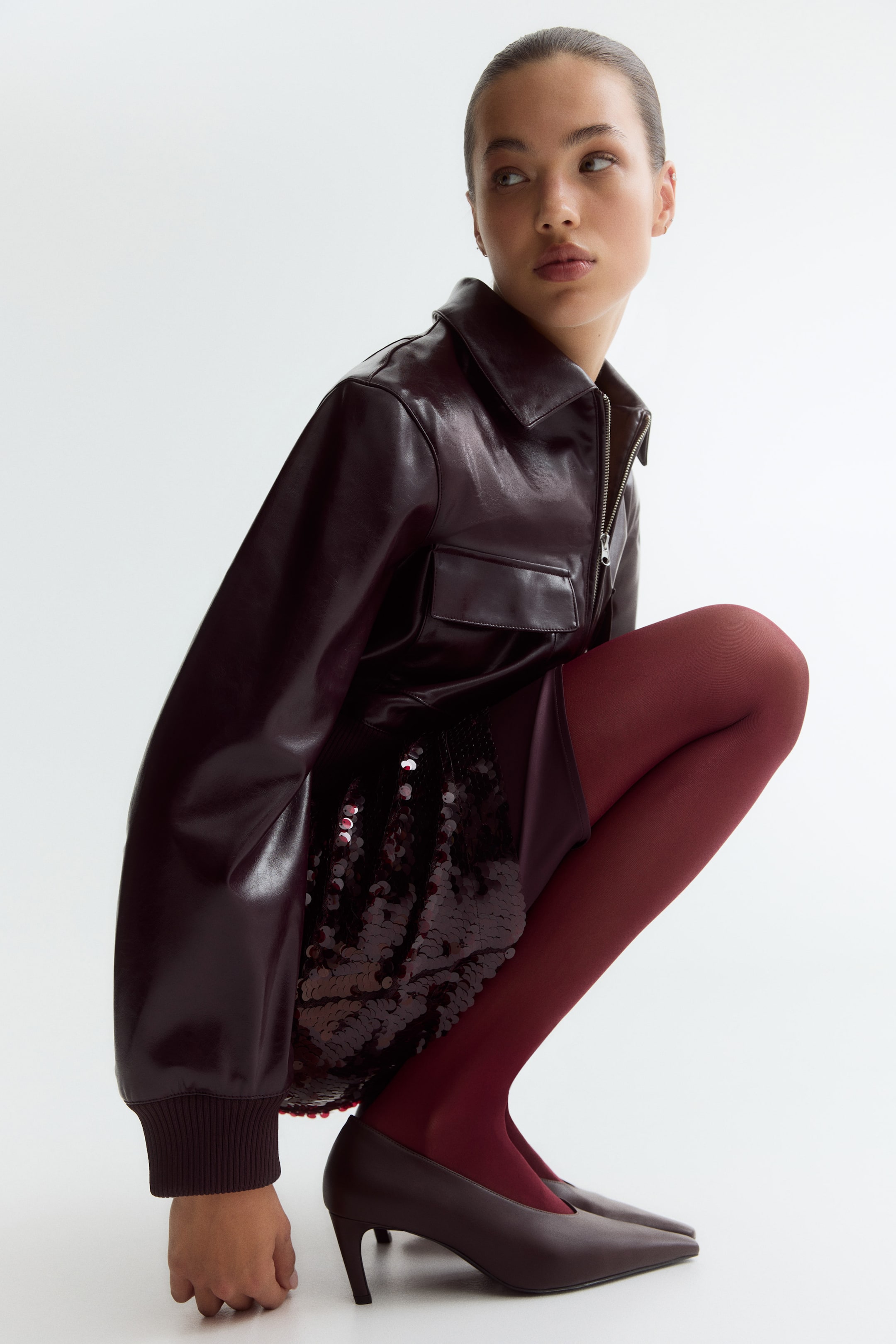 View larger image: Glittery tights - Burgundy - Ladies | H&M IE 3