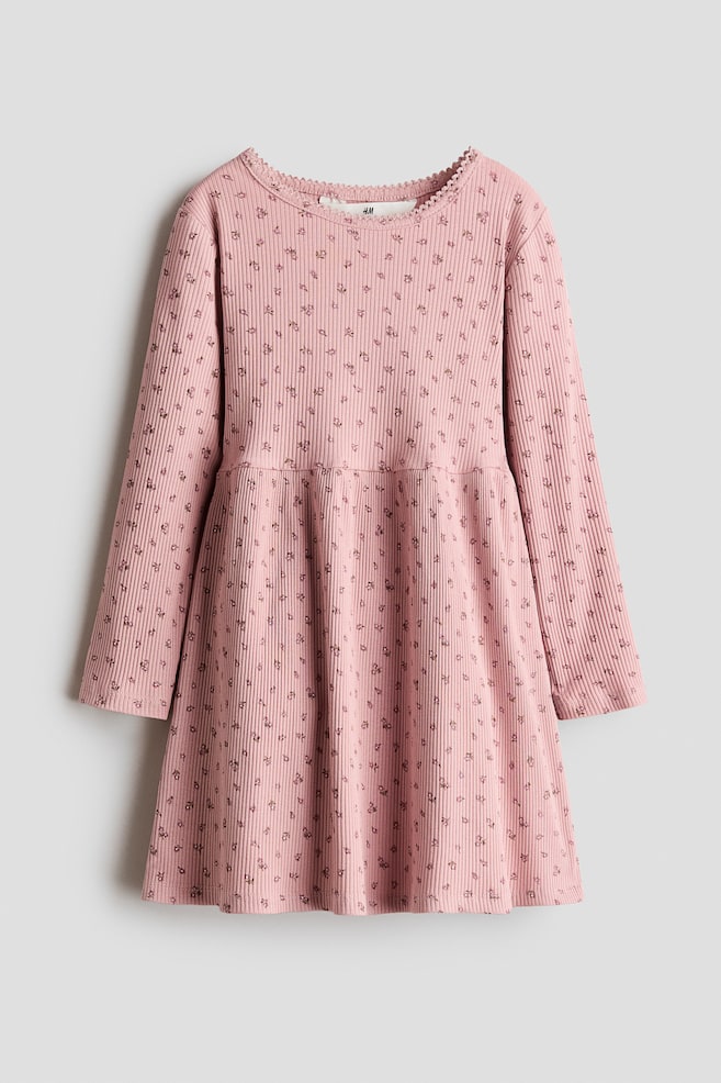 Printed Cotton Dress - Dusty pink/floral/Cream/hearts - 1