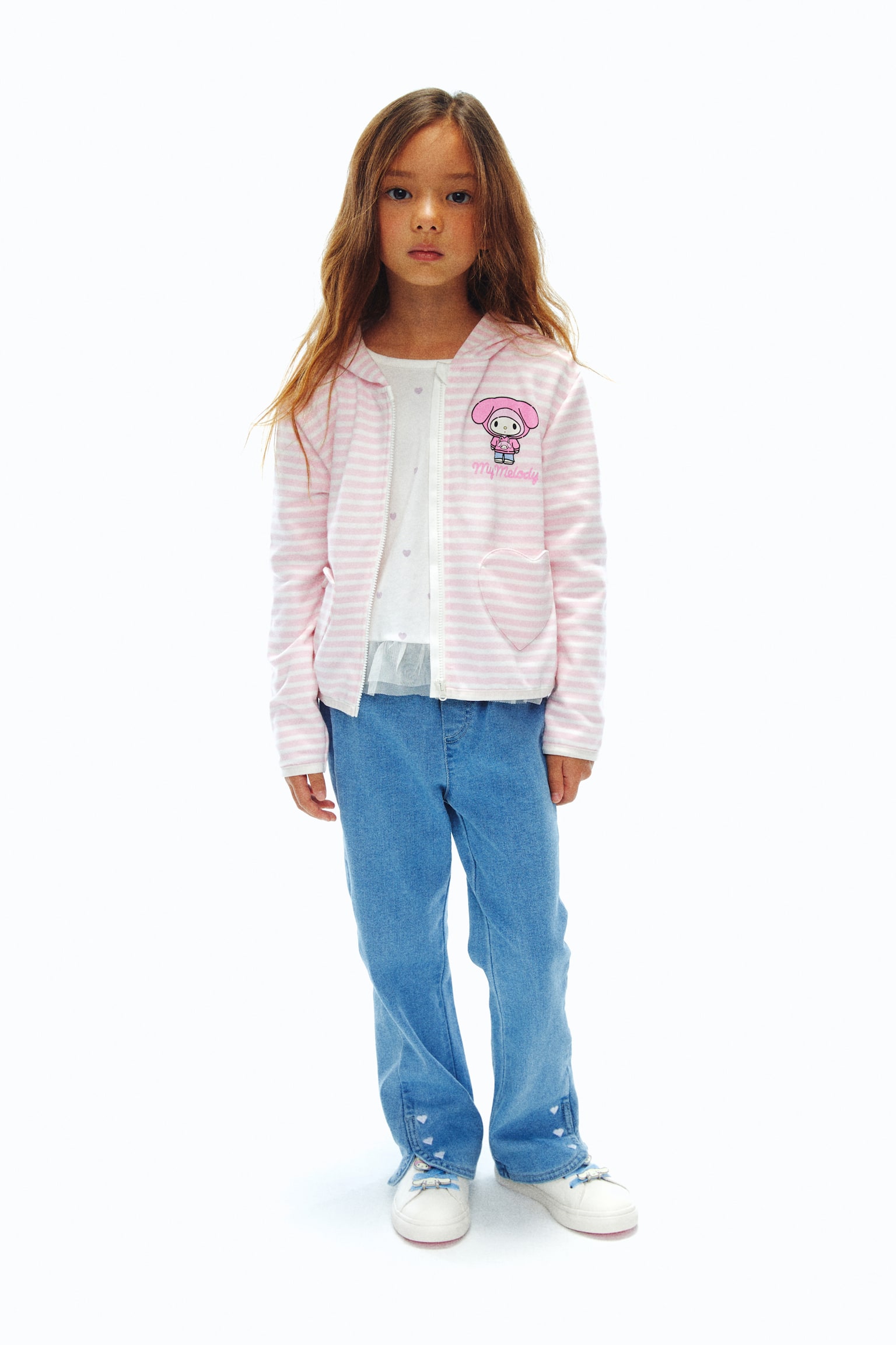 圖案拉鍊連帽外套 - 粉紅色/美樂蒂 - 4