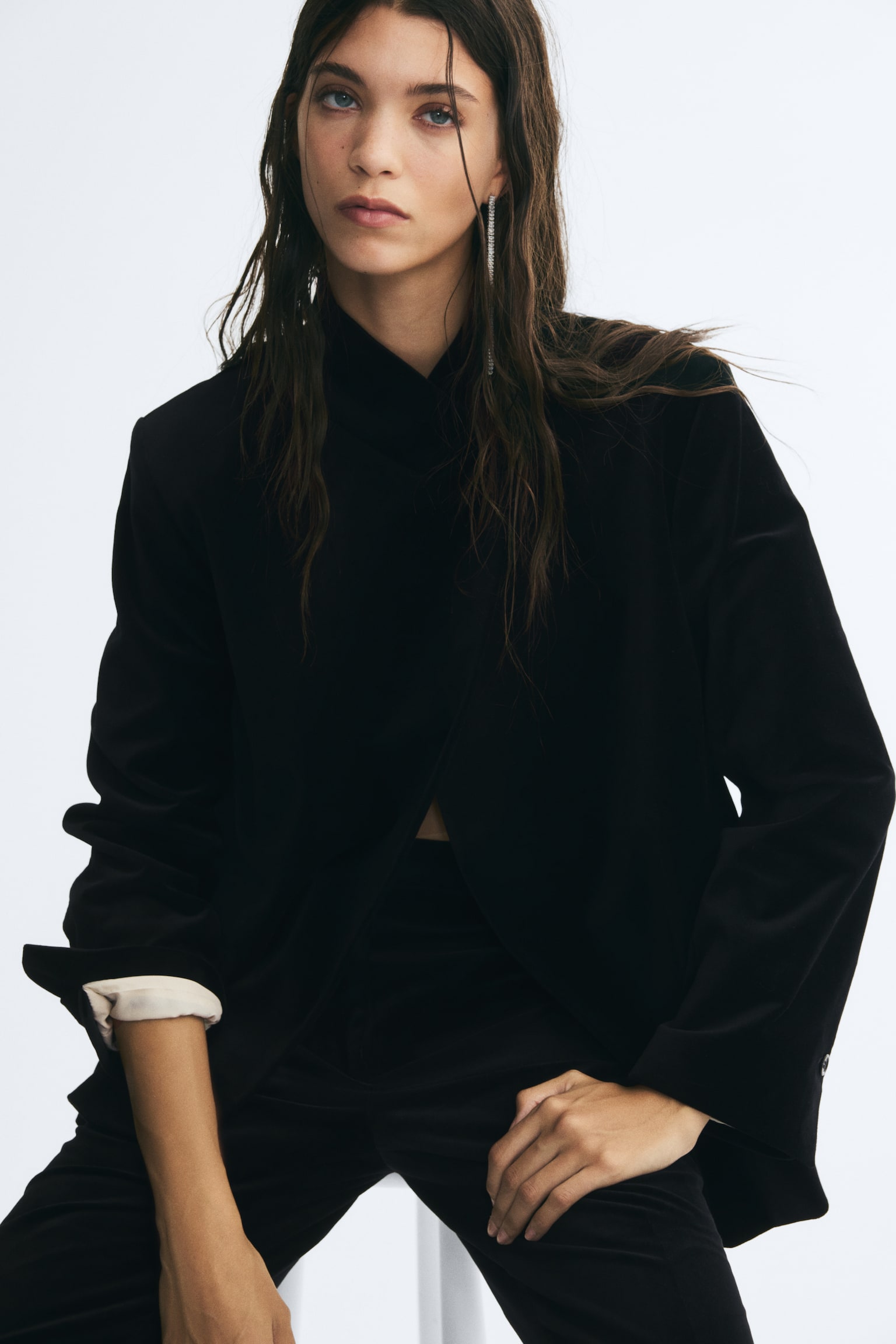 Oversized velvet blazer - 1