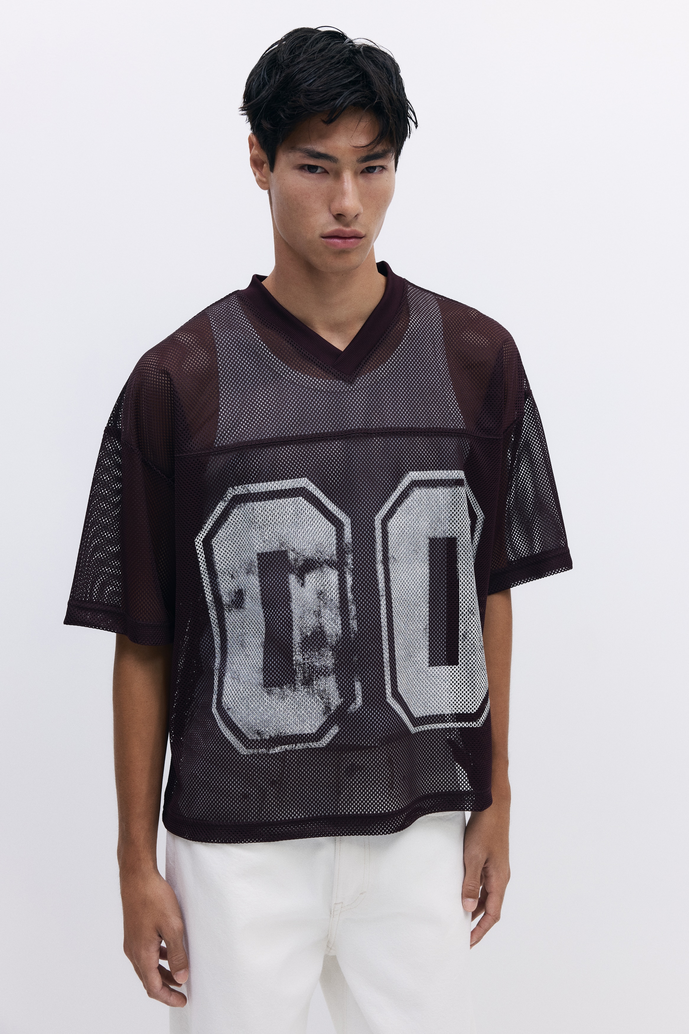 Oversized Fit Printed mesh T-shirt