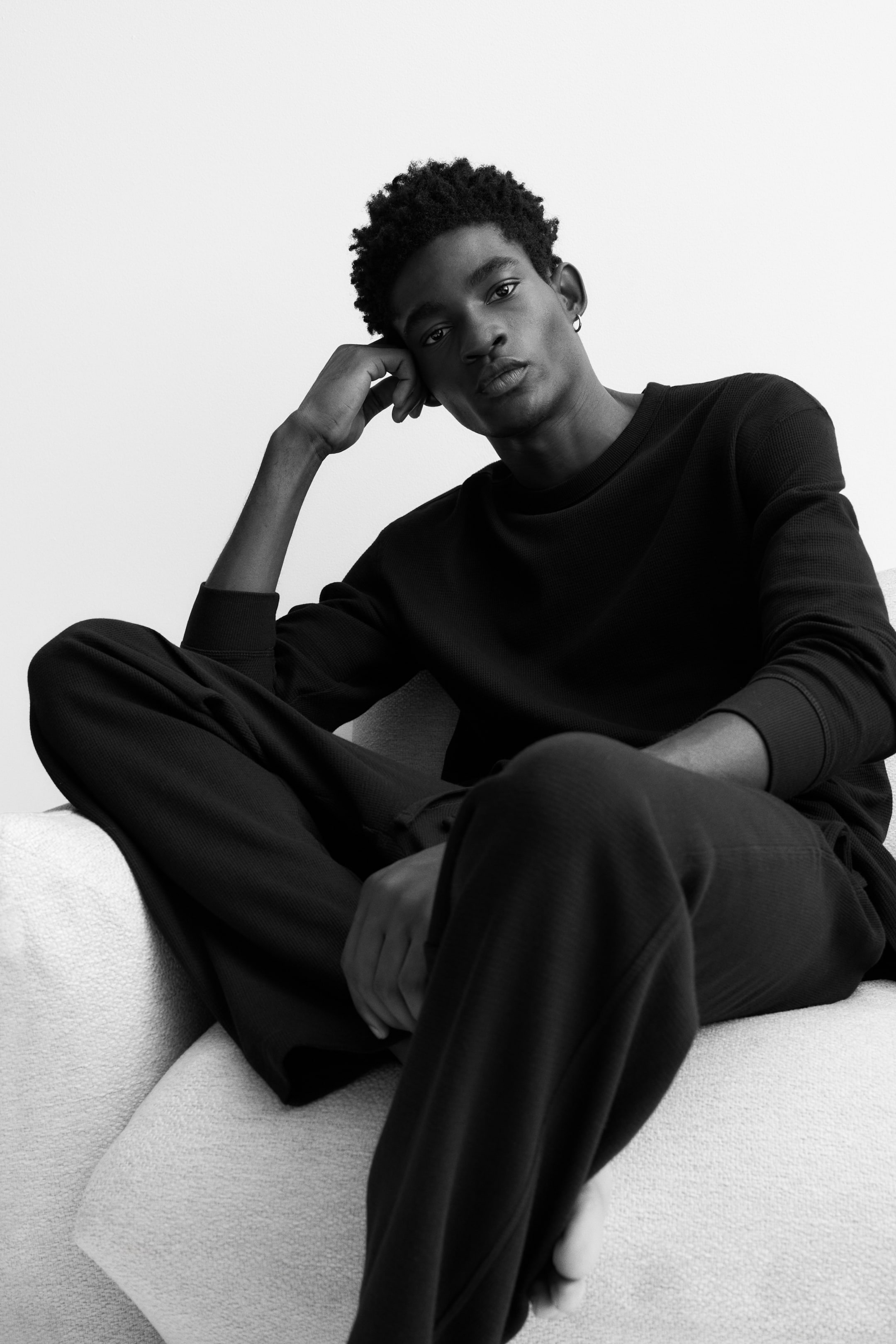 View larger image: Waffled cotton pyjama top and bottoms - Black - Men | H&M IN 2