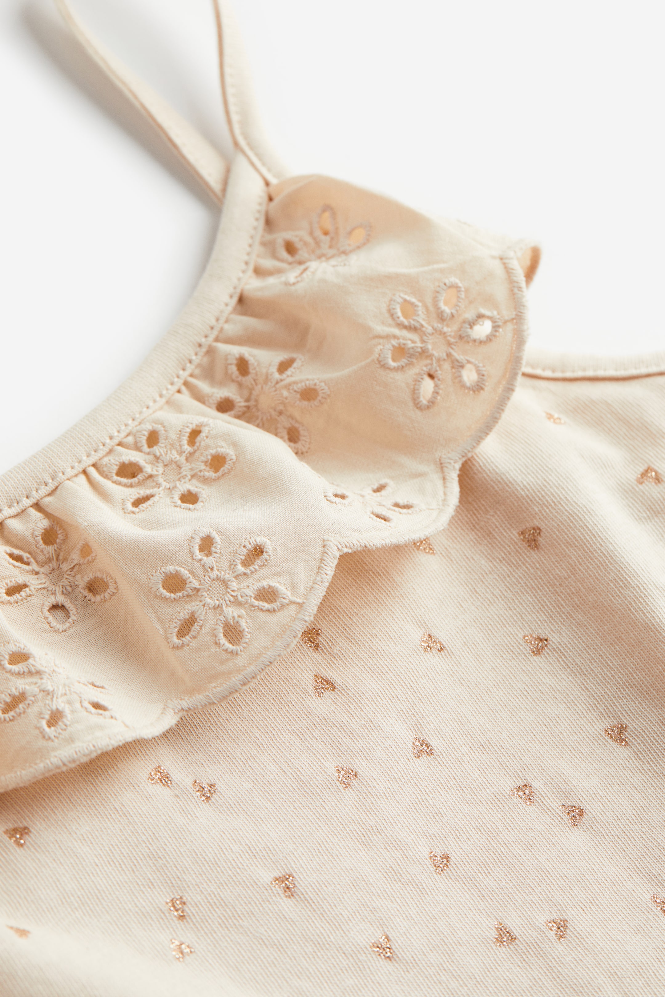 View larger image: Flounce-trimmed strappy top - Light beige/Hearts - Kids | H&M IN 2