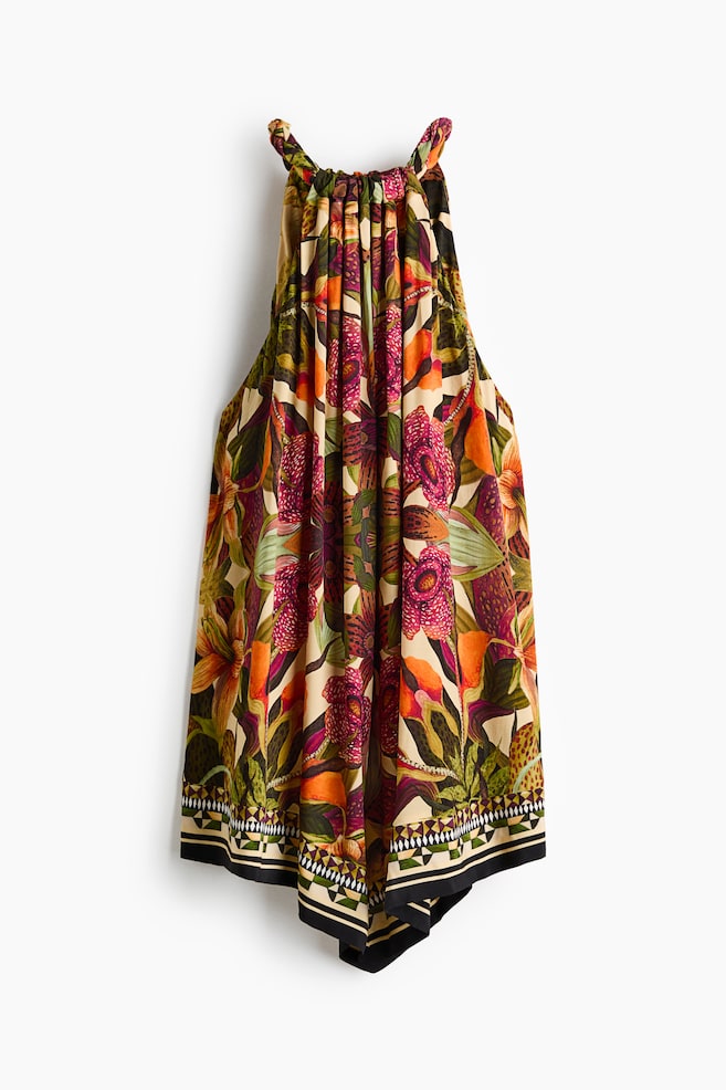 Patterned Handkerchief Dress - Bright orange/floral - 1
