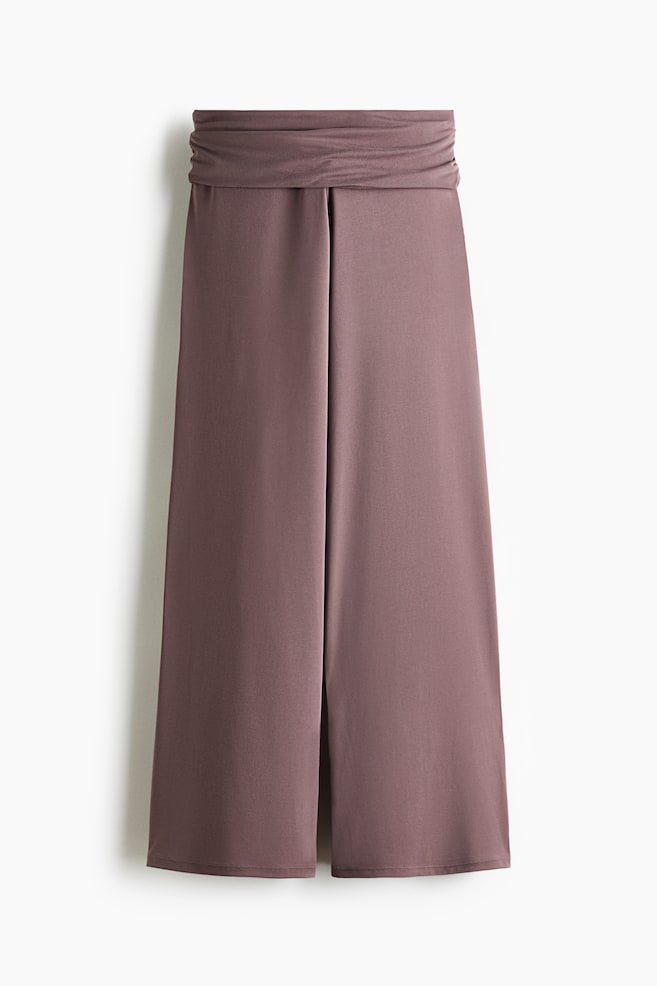 Foldover-waist yoga trousers - Dark dusty pink - 1