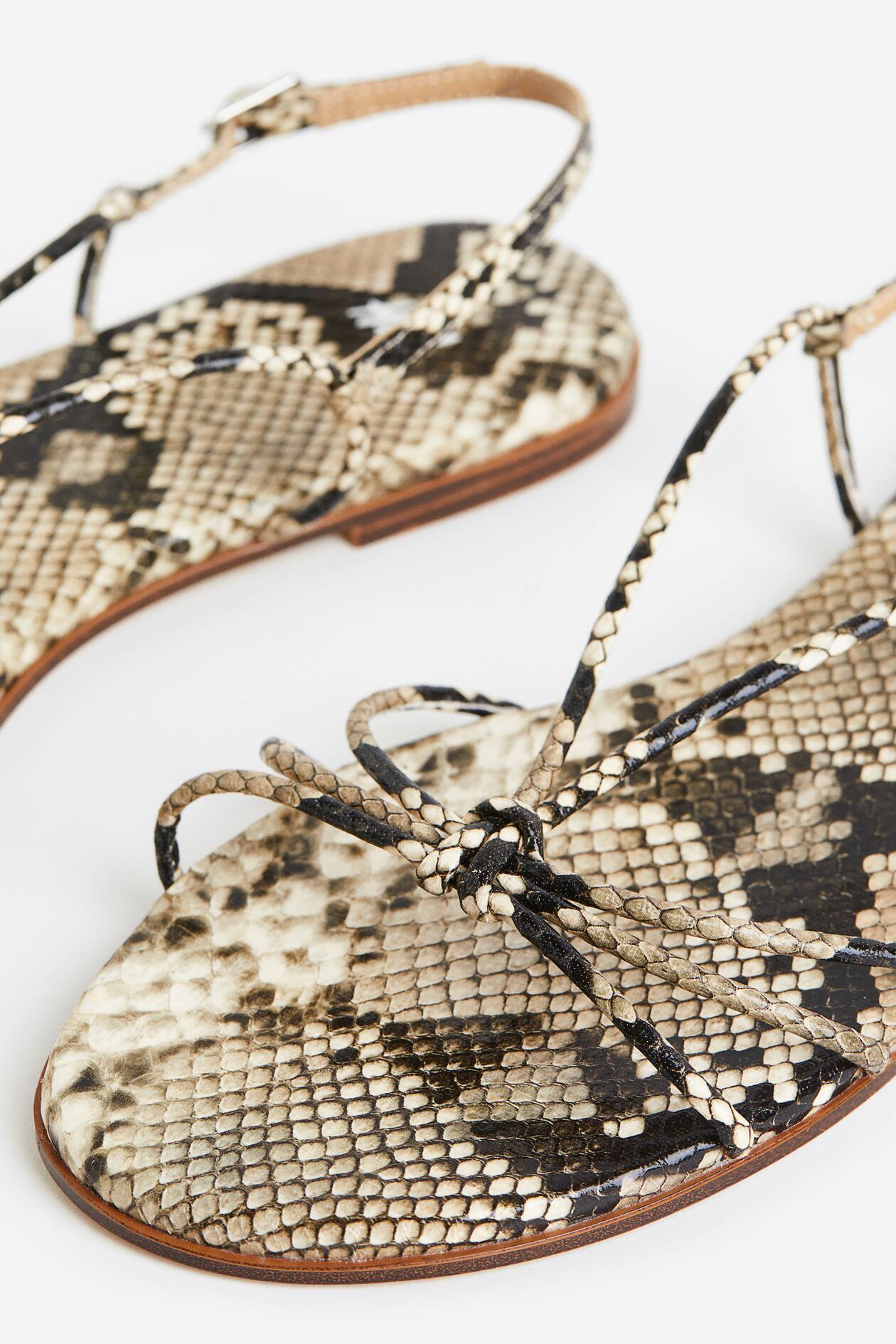 Strappy sandals - Greige/Snakeskin-patterned - Ladies | H&M GB