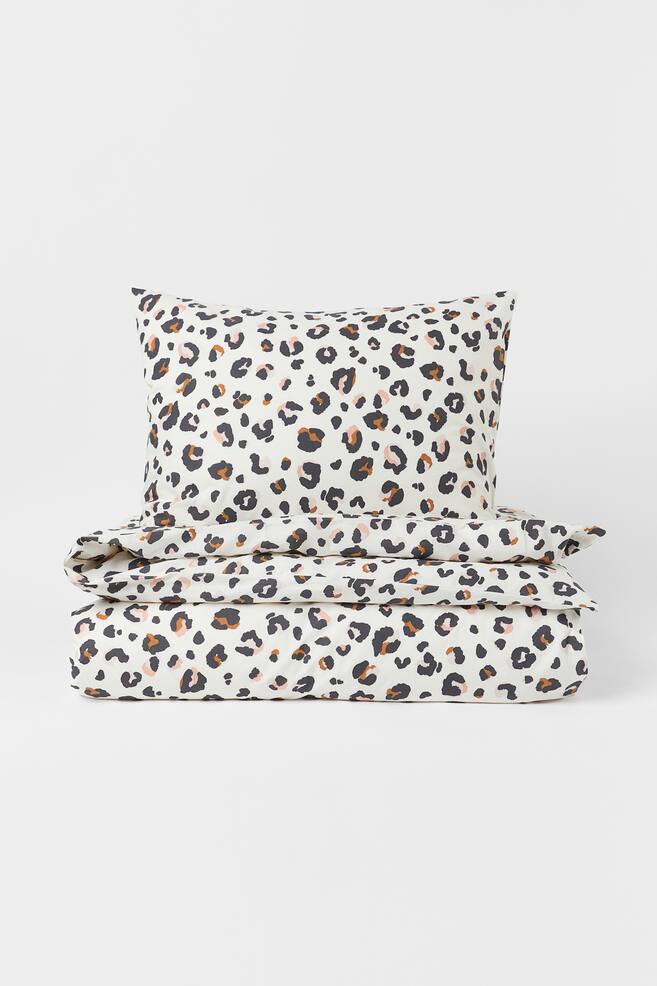 Baumwollbettwäsche für Einzelbett - Weiß/Leopardenmuster - 1