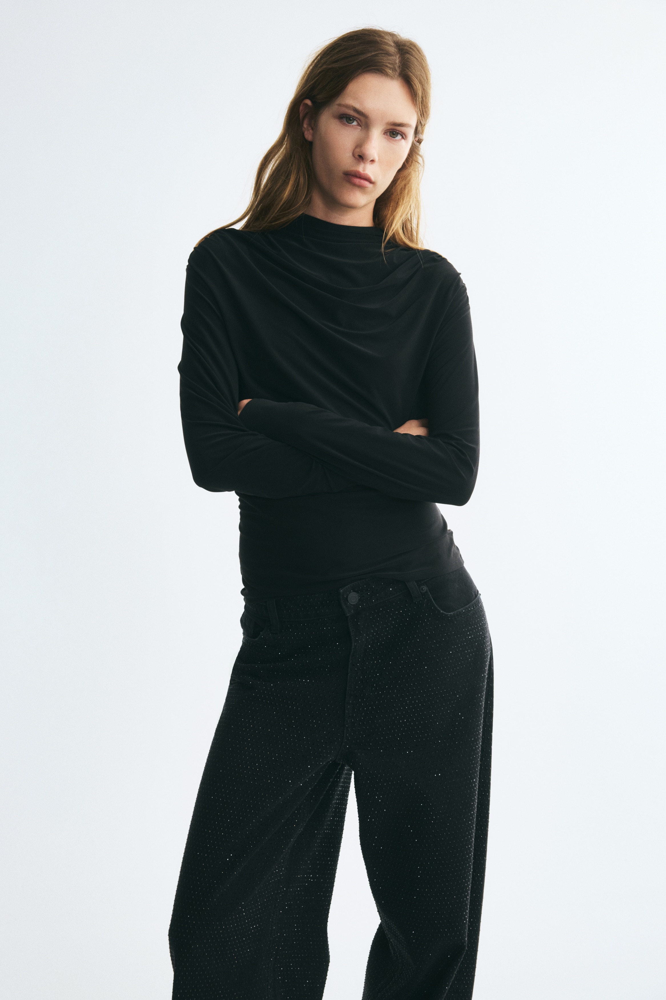 Draped turtleneck top