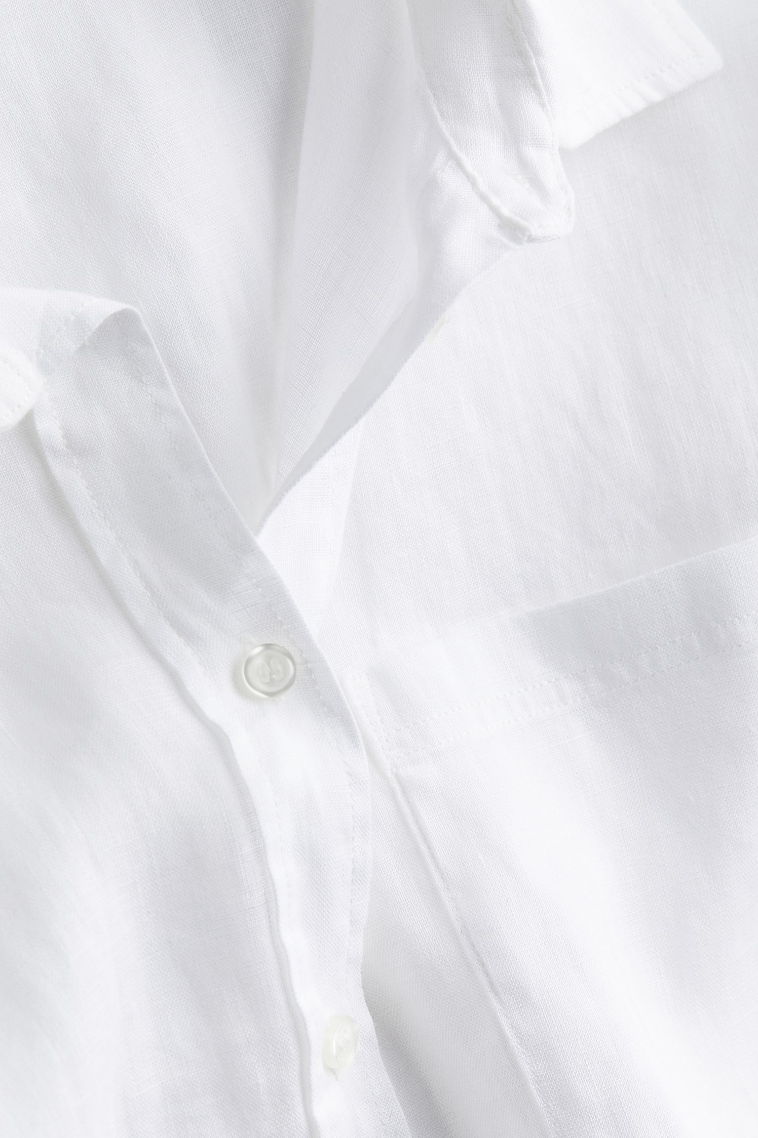 Linen Shirt - Long sleeve - Regular length - White - Ladies | H&M US