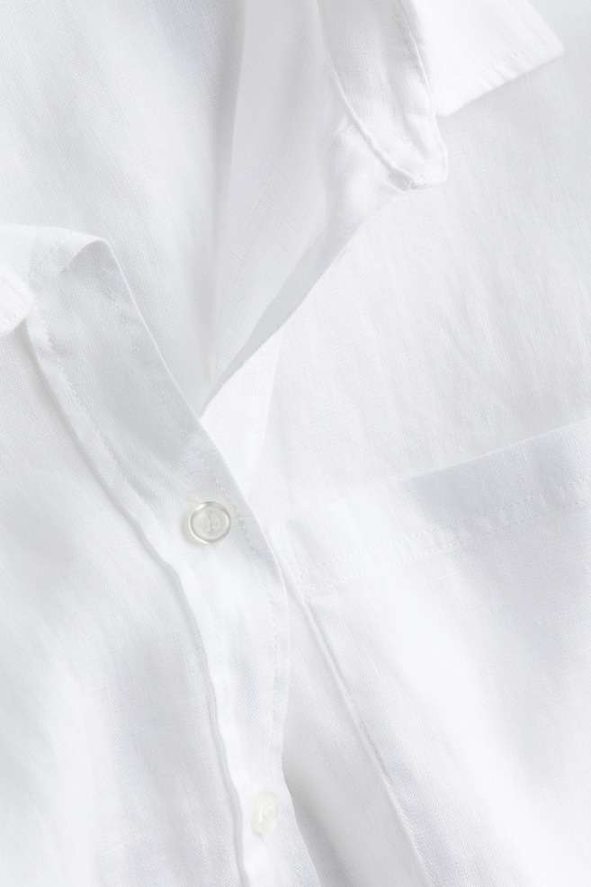 Skjorte i hør - Hvid/Lys beige/Sort/Sart blå/Blå/Hvidstribet - 4