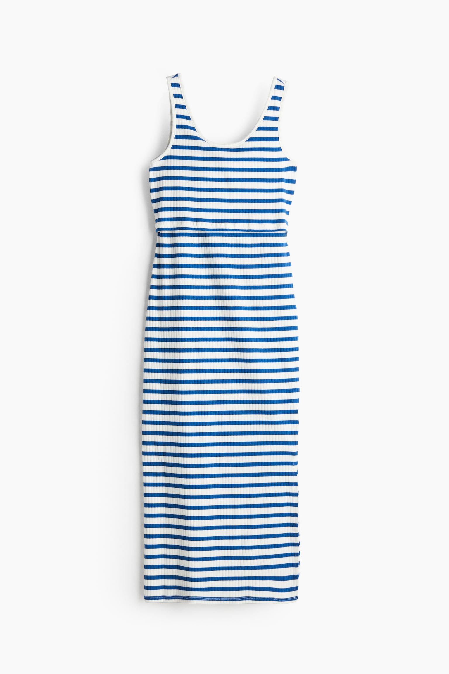 MAMA Rib Nursing Dress - White/Blue stripe/Dark beige - 2