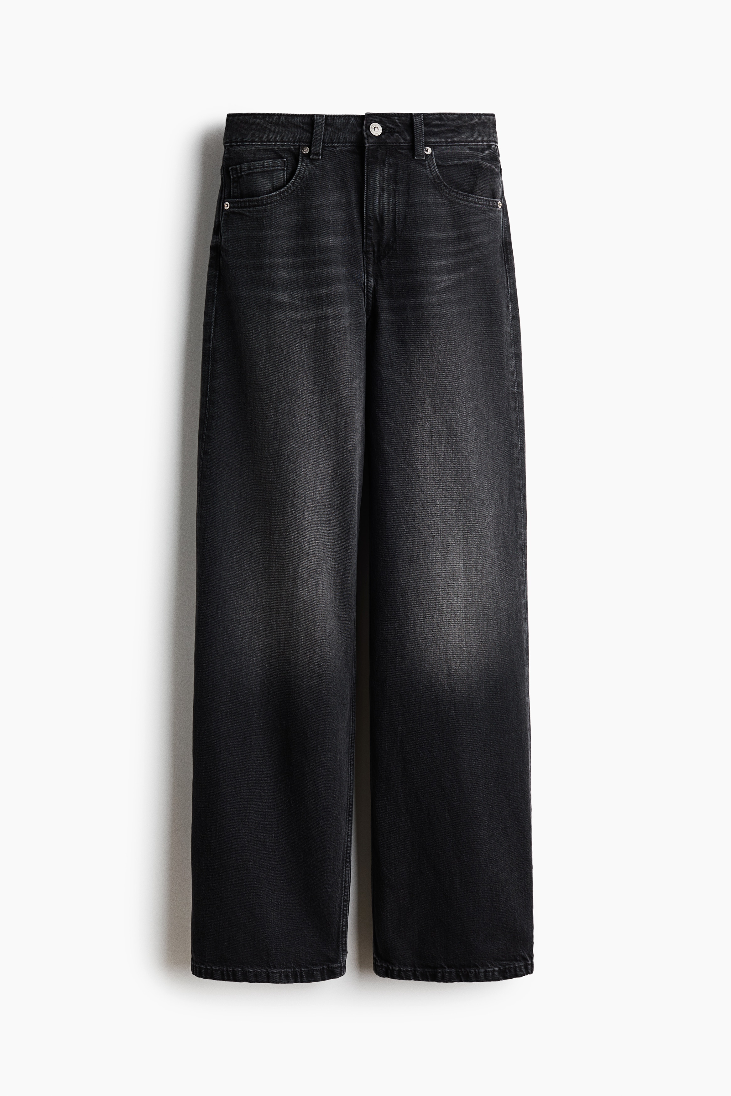 Straight High Waist Jeans - Denimsvart/Ljus denimblå