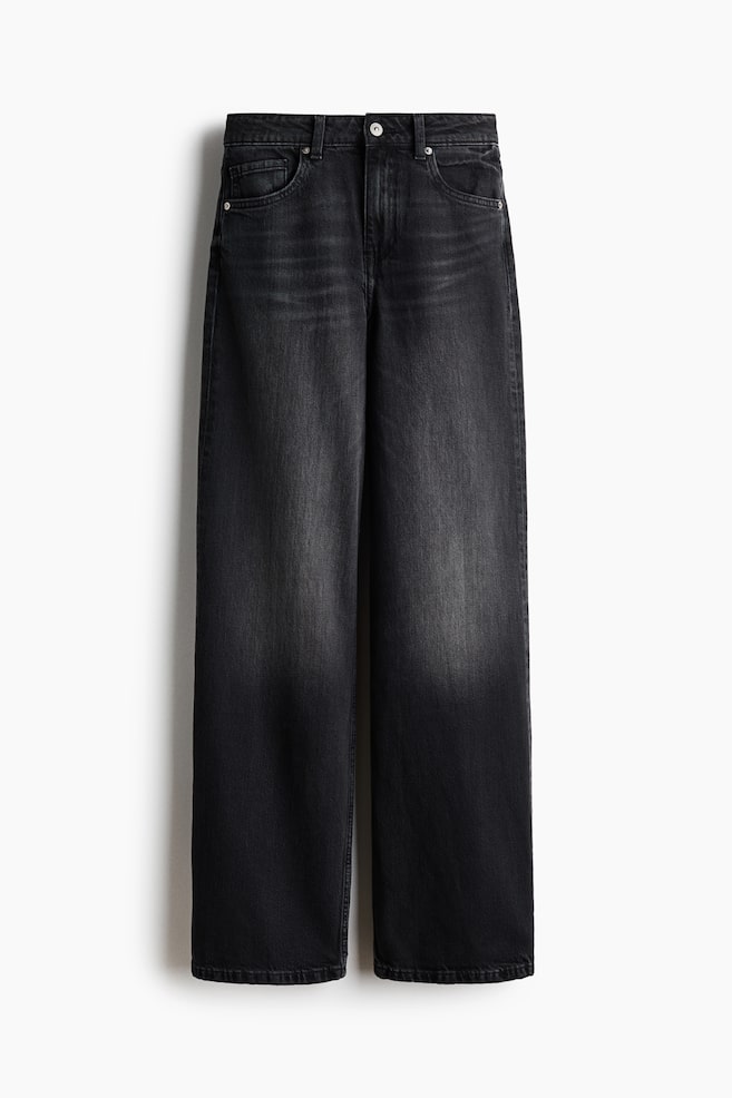 Straight High Waist Jeans - Denim black/Light denim blue - 1