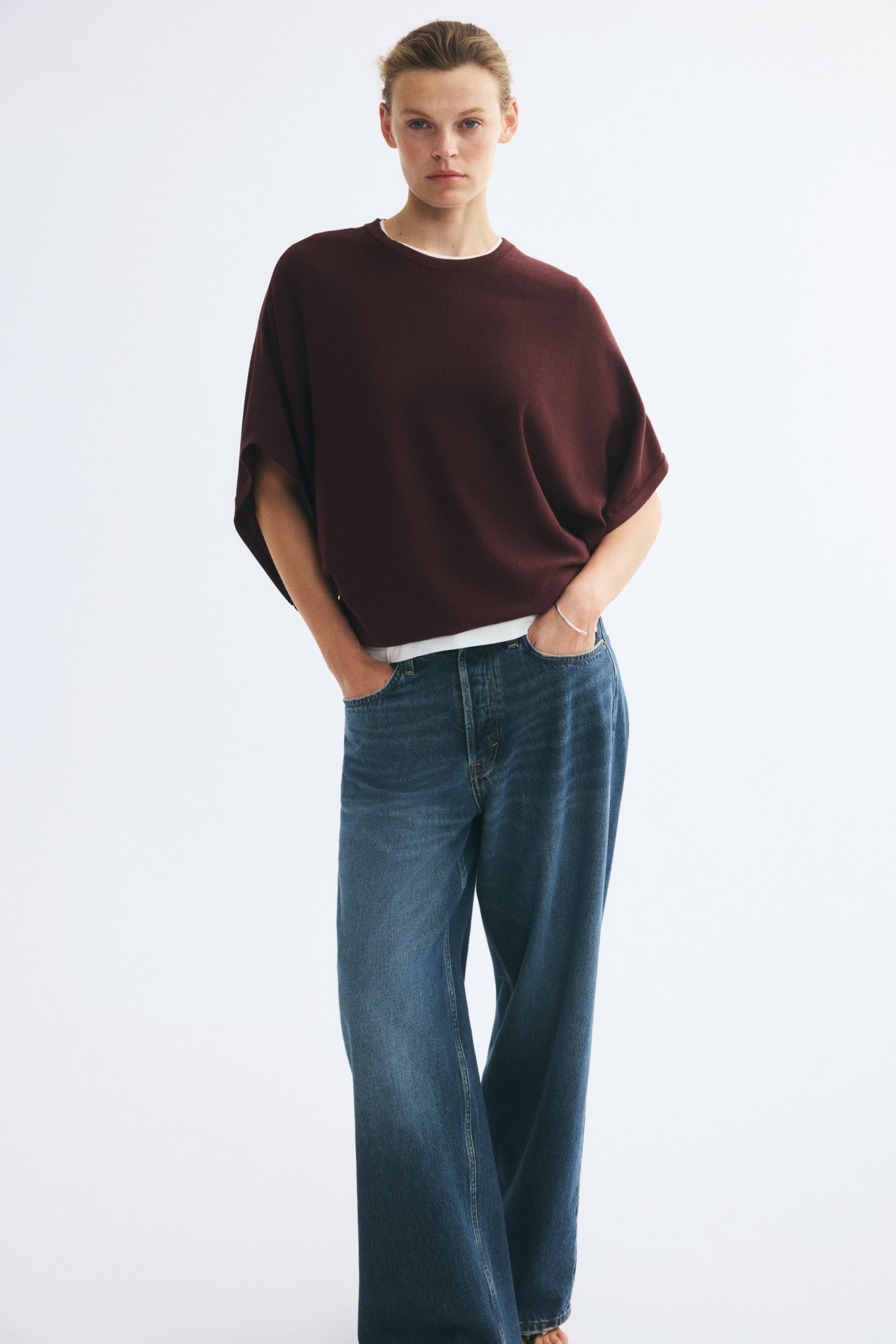 View larger image: Boxy-style fine-knit top - Burgundy - Ladies | H&M 1