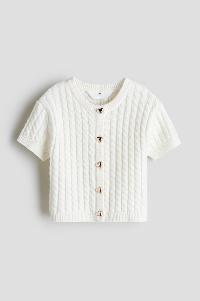 Cable-knit cardigan - White/Navy blue/Red/Light pink - 1