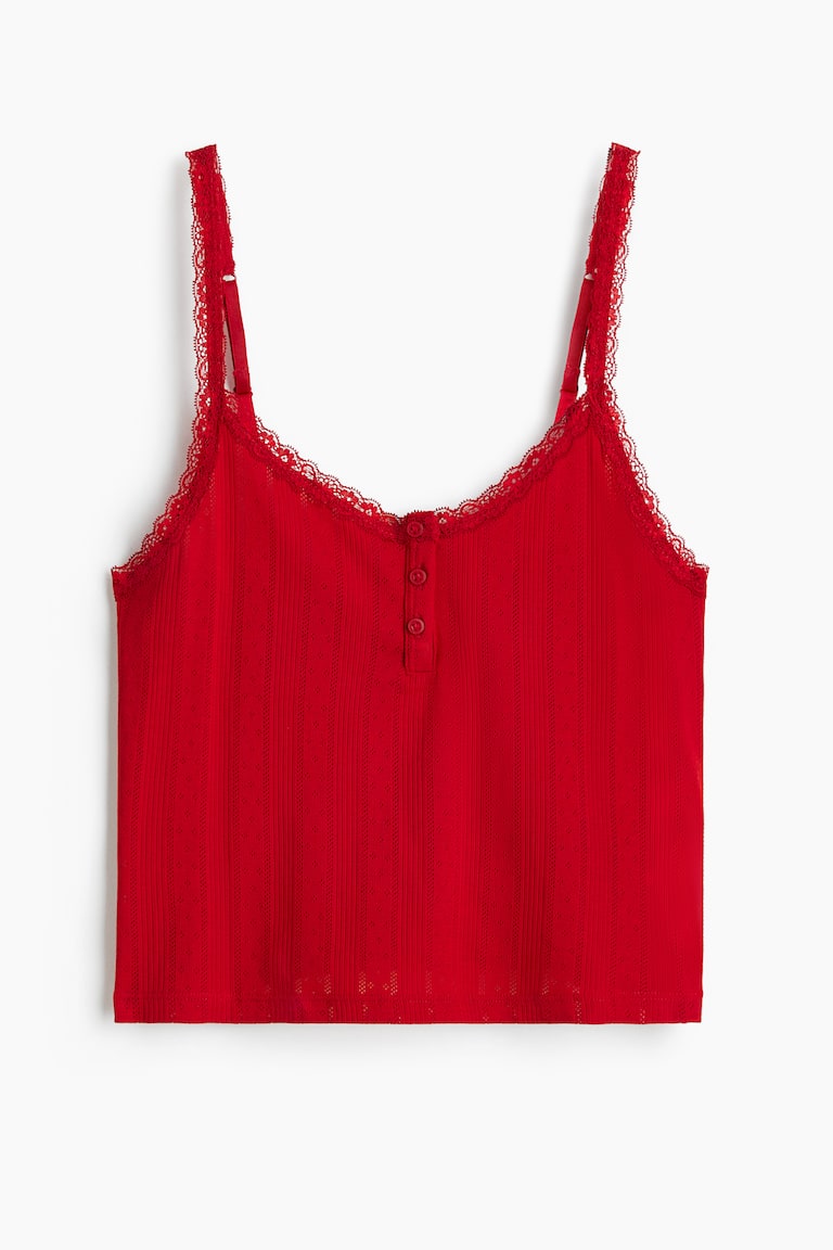 Haut à bretelles fines en coton Rouge FEMME H&M CA