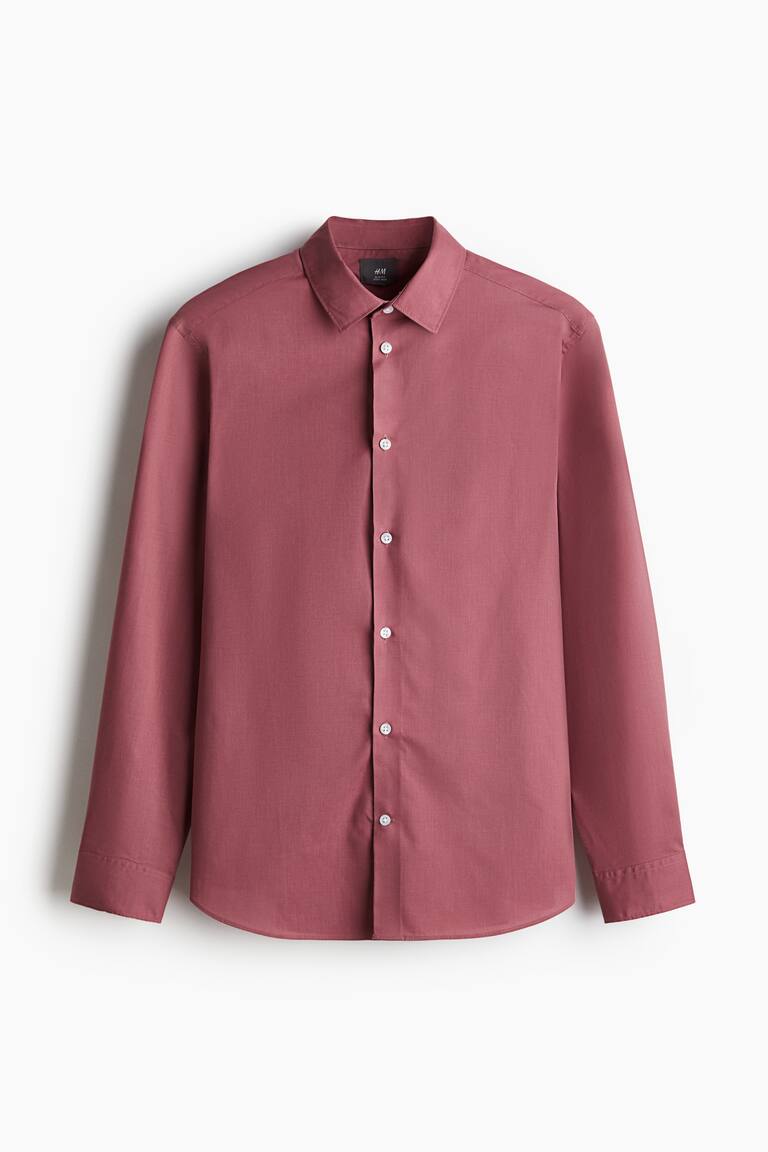 Men's Raspberry red Slim Fit Easy-iron Shirt | H&M PH