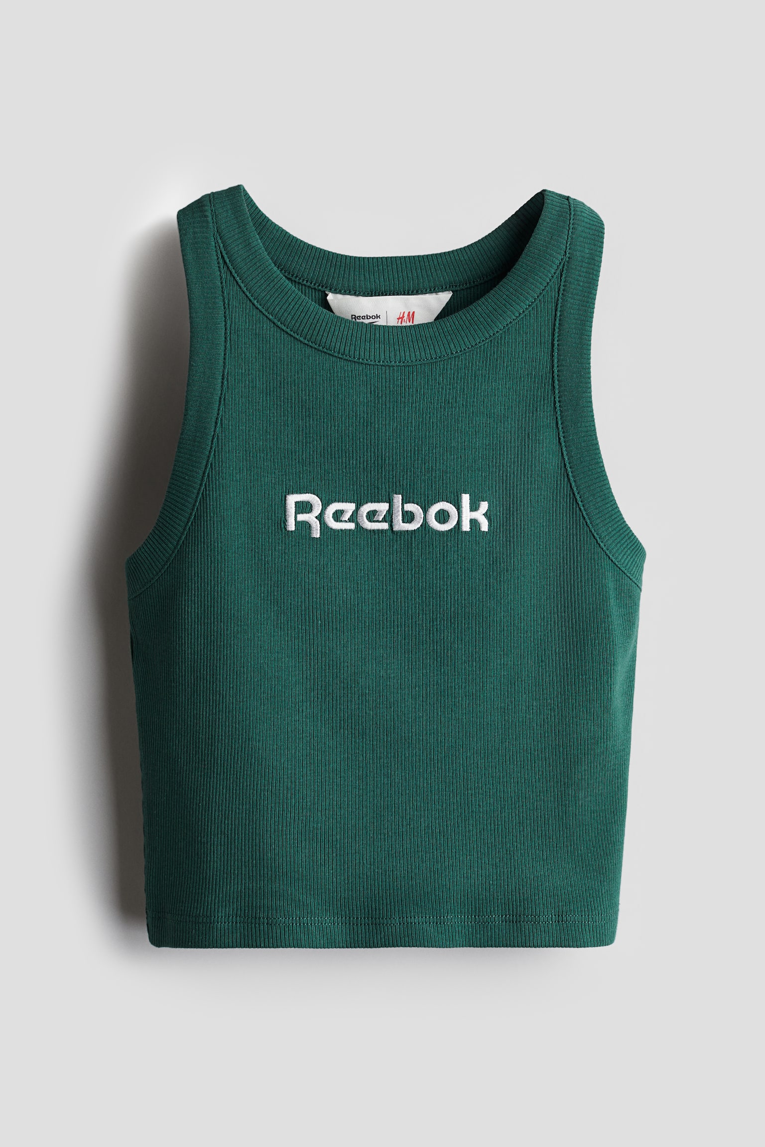 Embroidered-motif ribbed vest top - Green/Reebok - 1