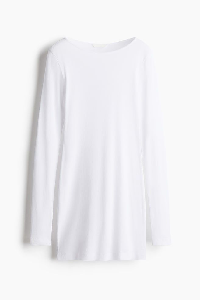 Minivestido de canalé - Blanco/Negro - 1