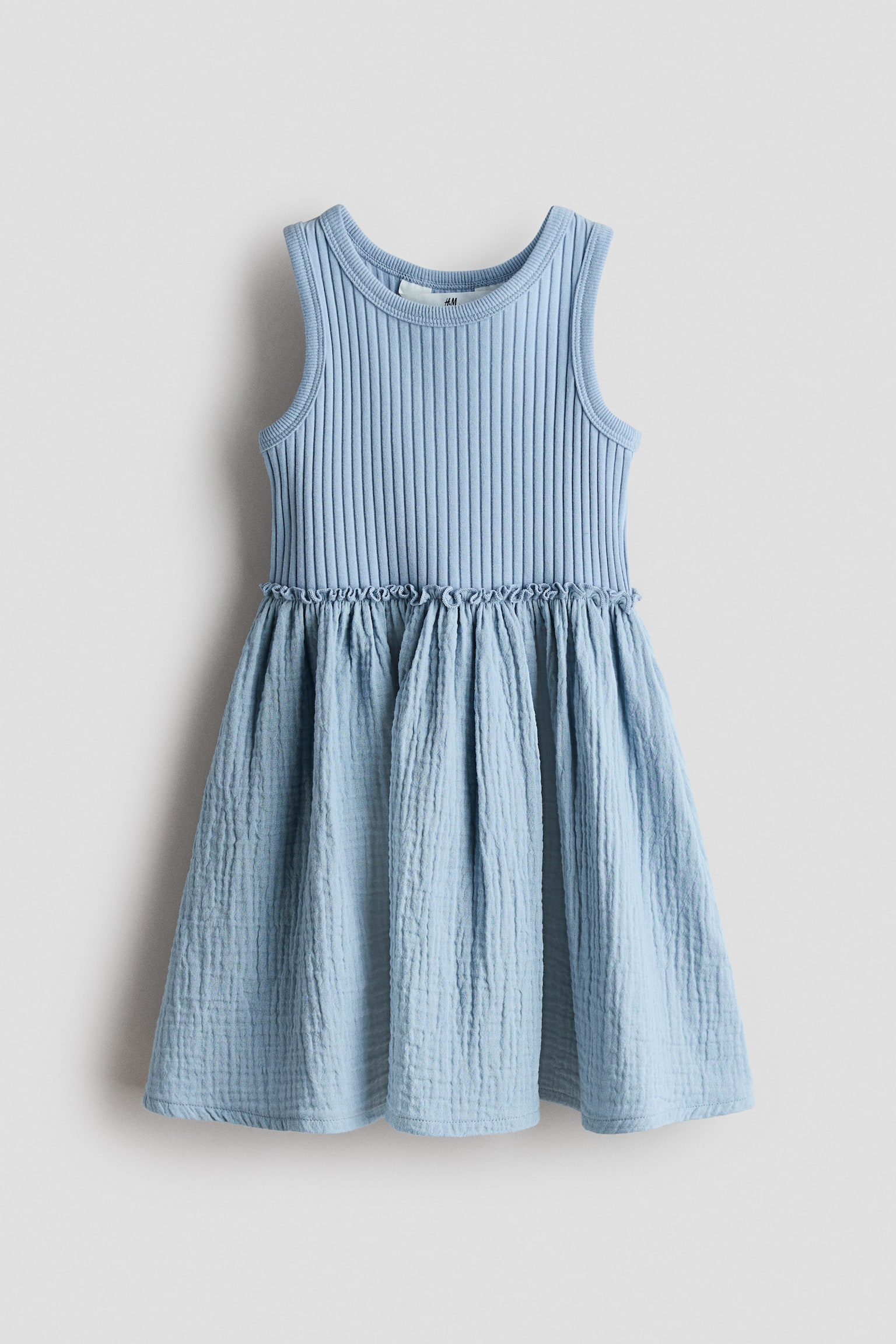 Abito con gonna in mussola - Azzurro/Rosa shocking/Bianco/blu navy