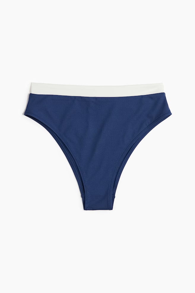 Dół od kostiumu Cheeky High Waist - Ciemnoniebieski/Biały/Ciemnobrązowy - 1