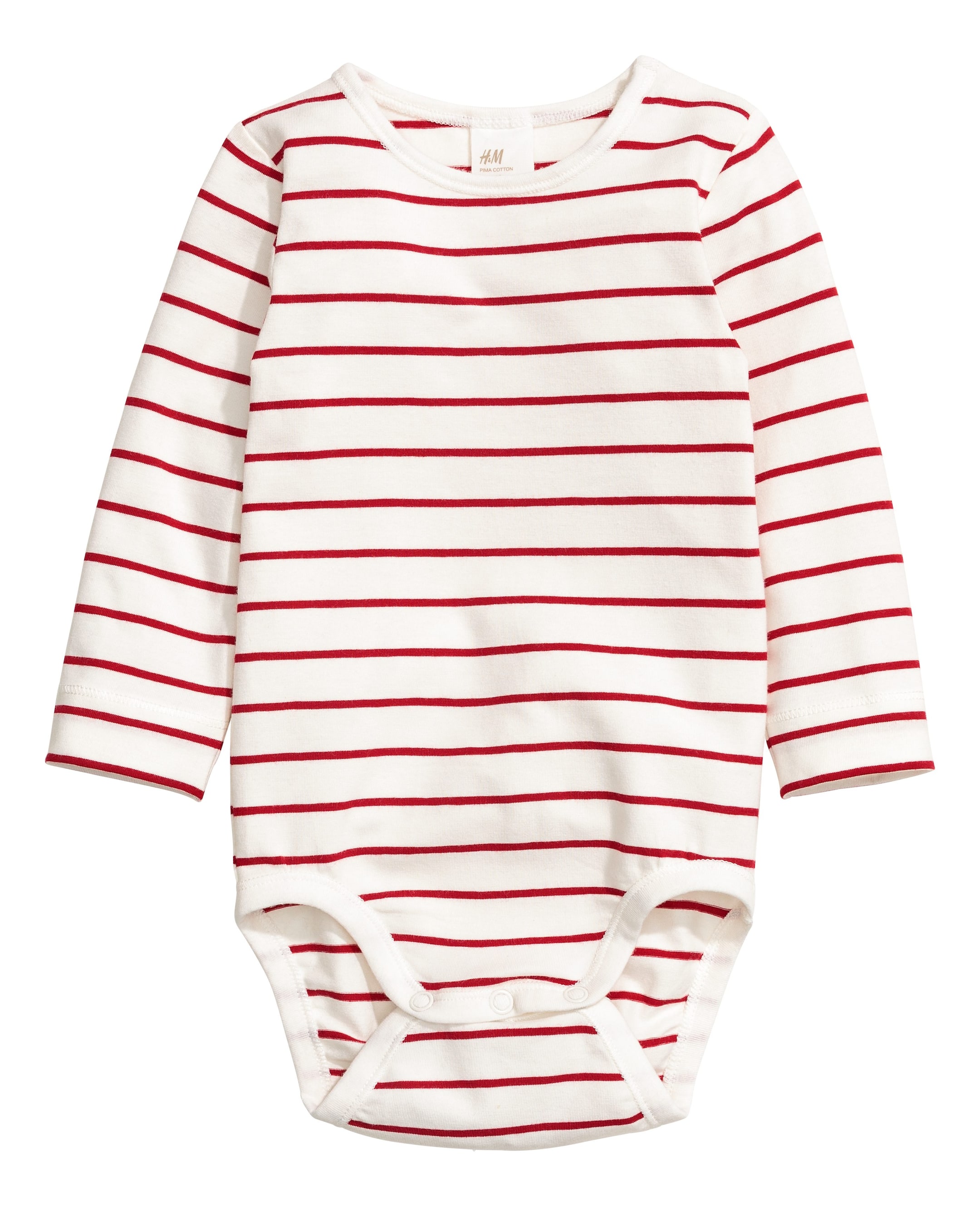 View larger image: Bodysuit and trousers - Natural white/Red striped - Kids | H&M IE 1