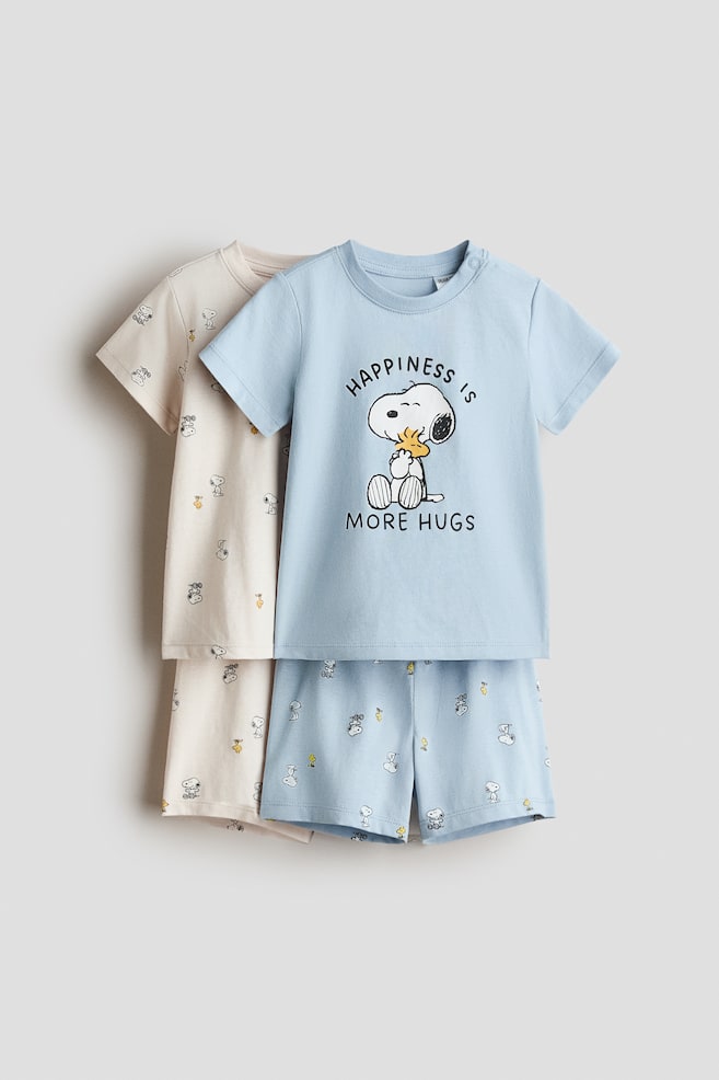2-pack printed pyjamas - Light blue/Snoopy/Grey/Mickey Mouse - 1