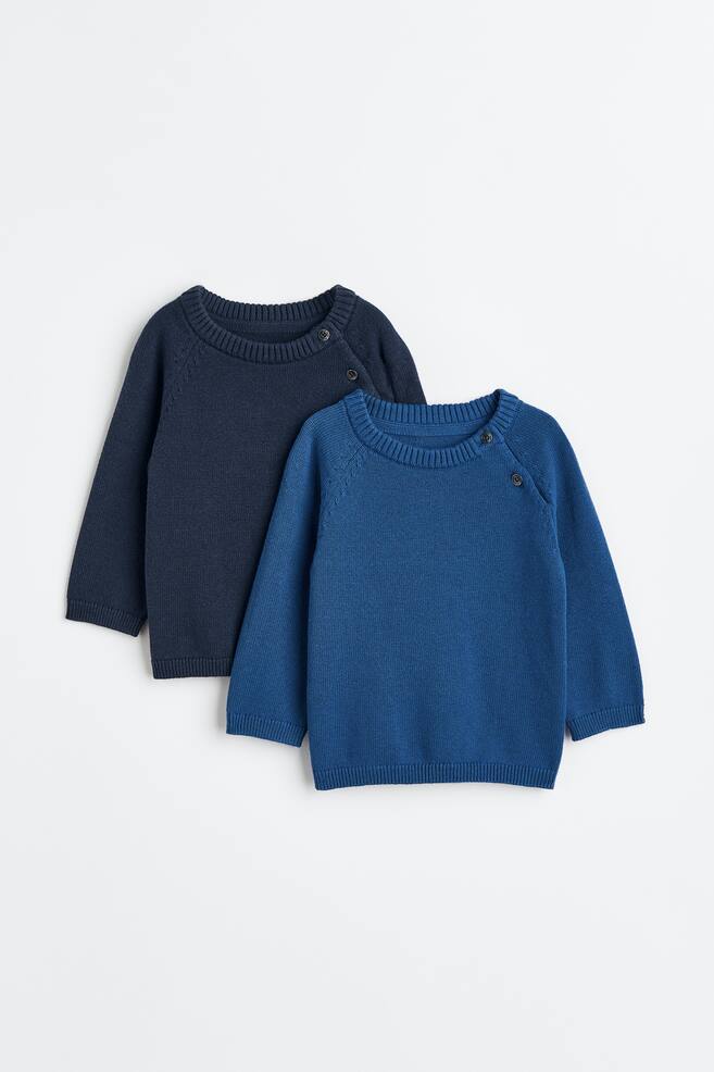 2-pack fine-knit jumpers - Bright blue/Navy blue/Navy blue/Beige