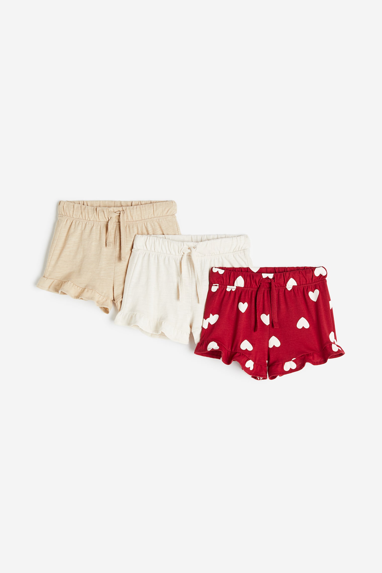 3-pack Flounce Trim Shorts - Red/Hearts - 1