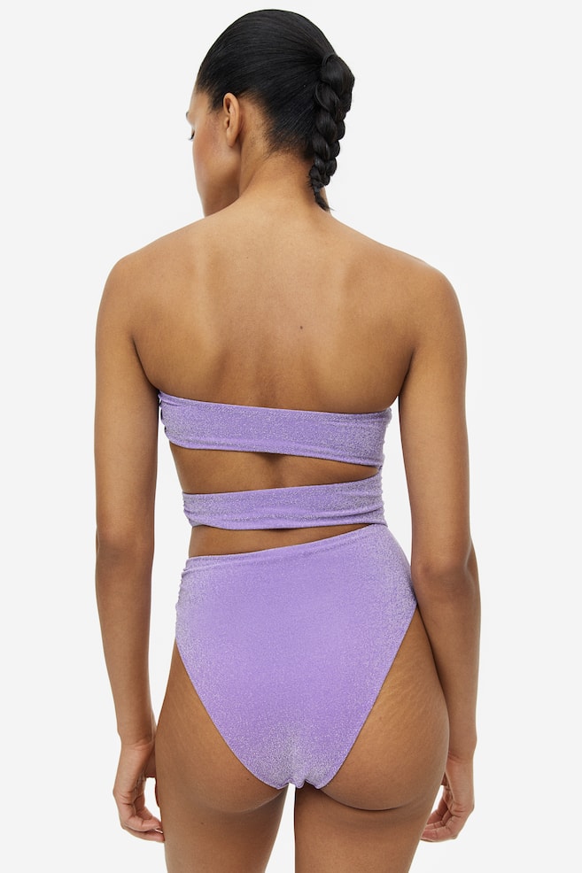 High leg cut-out swimsuit - Purple/Purple/Patterned - 6
