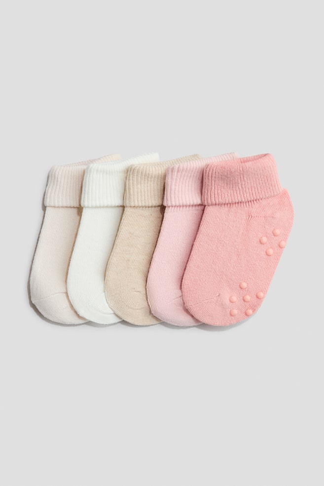 5er-Pack Antirutsch-Socken - Rosa/Weiss/Beigemeliert/Braun/Grün/Dunkelgrau/Weiss/Mattblau/Dunkelgrau/Blau/Hellbraun - 1
