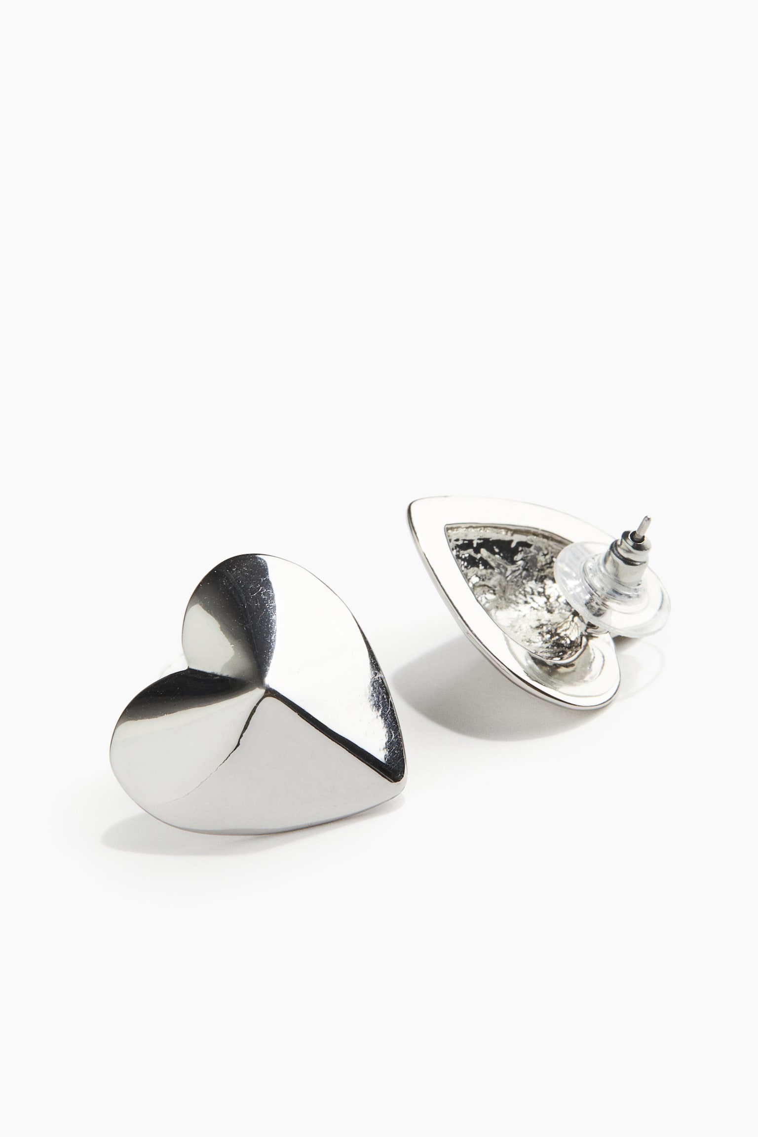 Heart-shaped stud earrings - Silver-coloured - 2