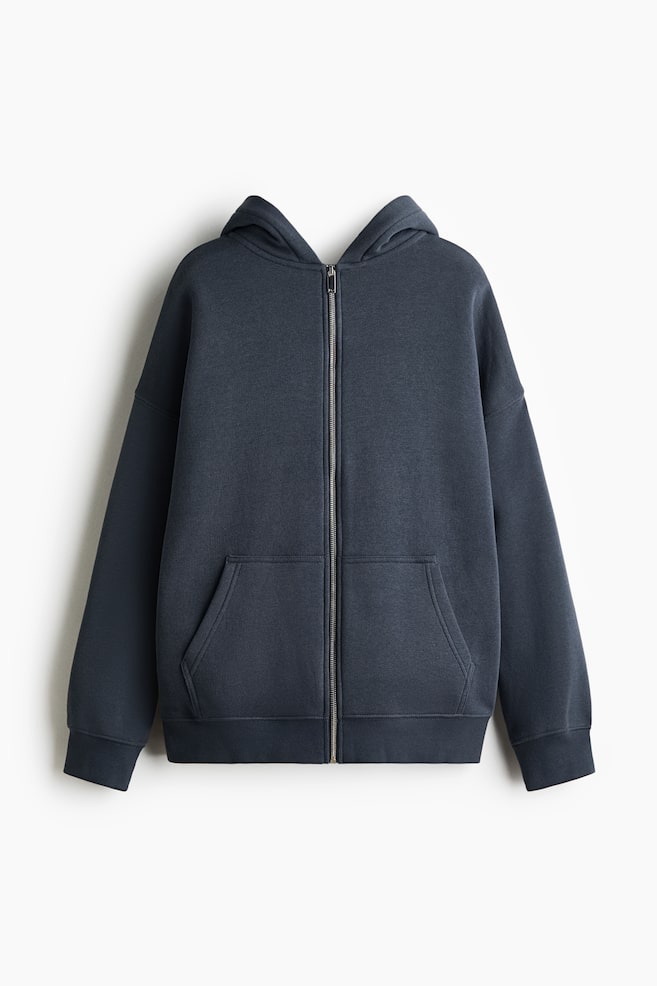 Felpa oversize con cappuccio e cerniera - Blu scuro/92 - 1