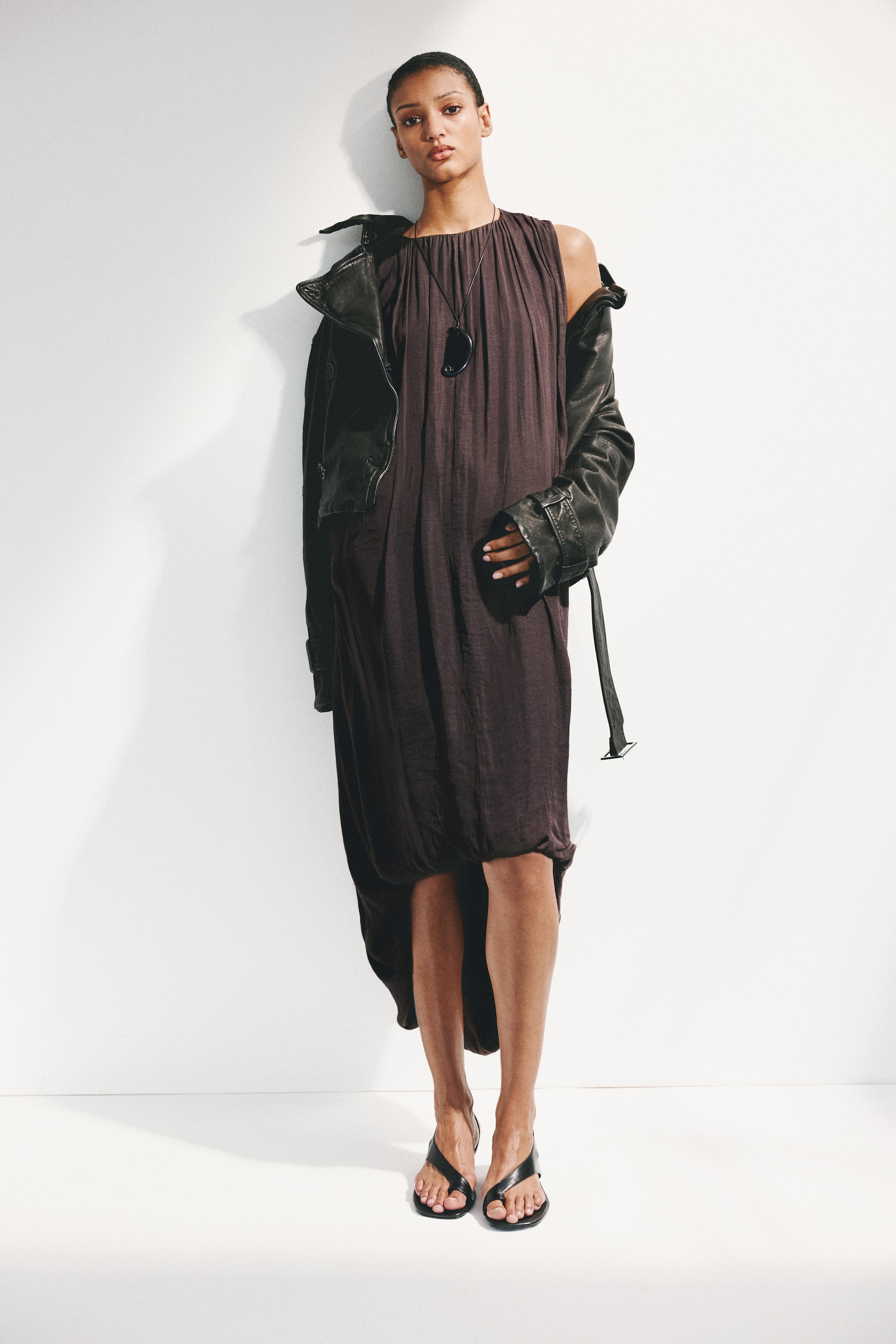Draped Bubble-Hem Dress