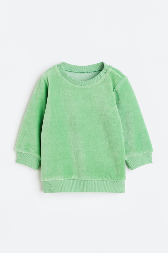 Velour sweatshirt - Light green/Light grey marl/Red
