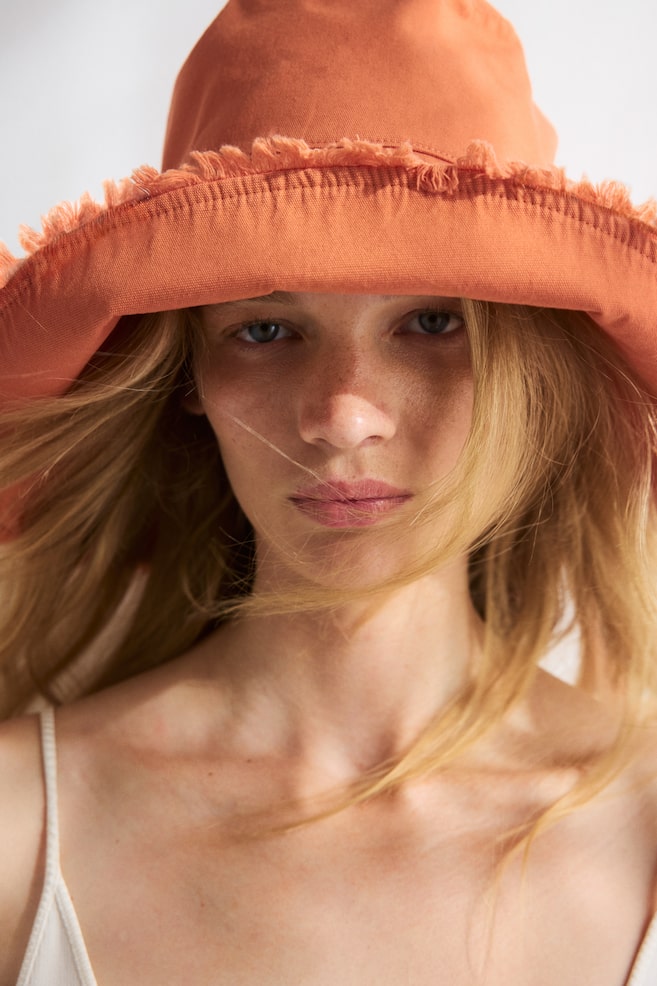 Cotton Bucket Hat - Orange - 2