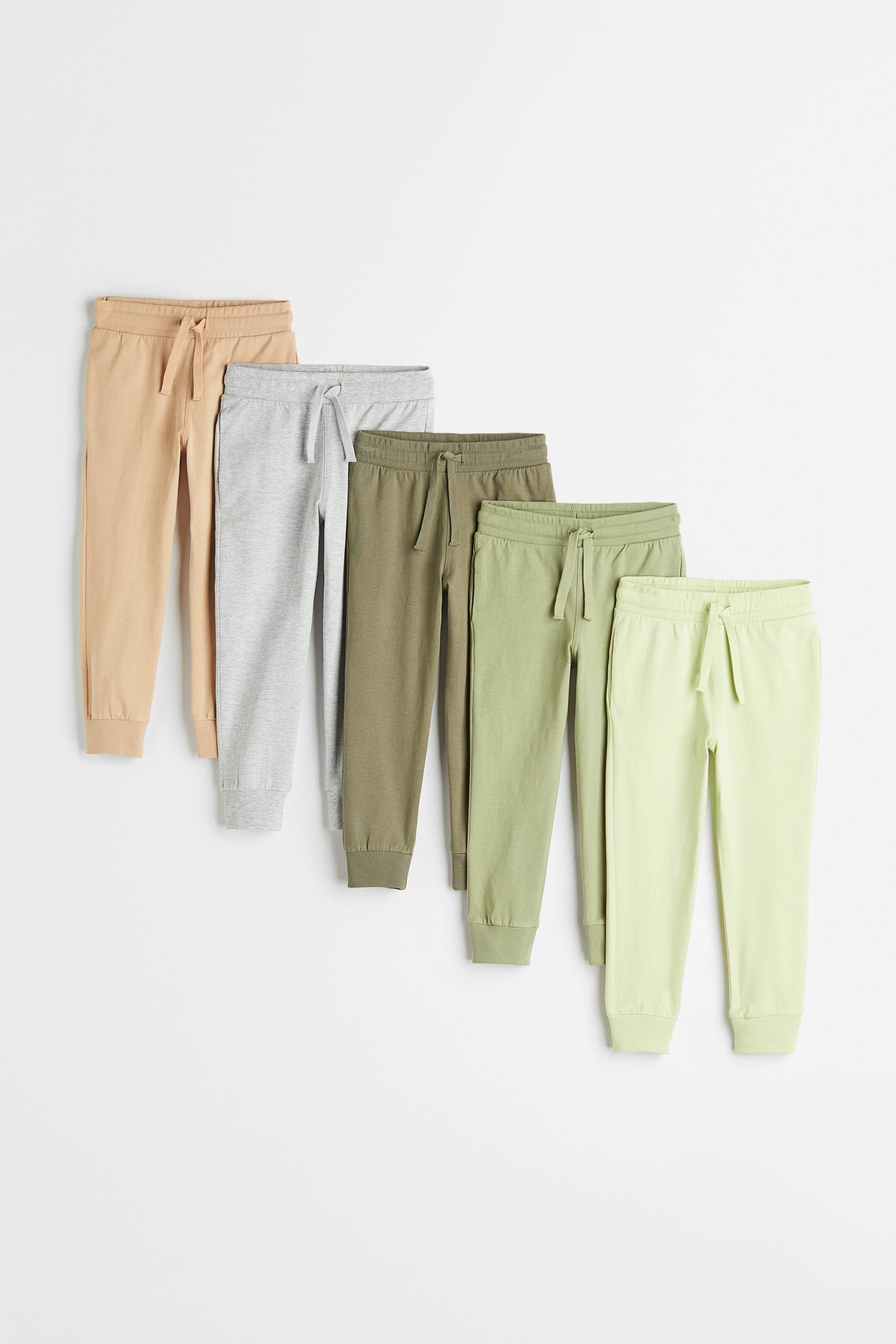 View larger image: 5-pack cotton jersey joggers - Khaki green/Beige - Kids | H&M 1