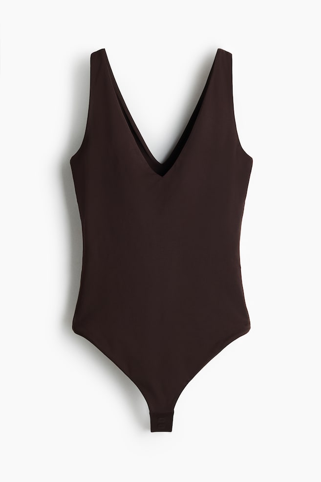 Body tanga de tirantes Sculpting - Marrón oscuro/Blanco/Negro - 1
