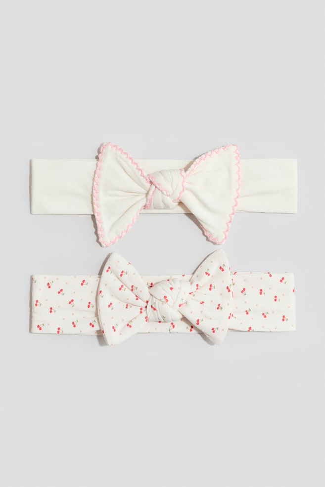 2-pack Bow-detail Hairbands - White/cherries/Light pink/floral/Dusty pink/floral/Red/plaid/Black/gold-colored/Cream/Leopard print - 1