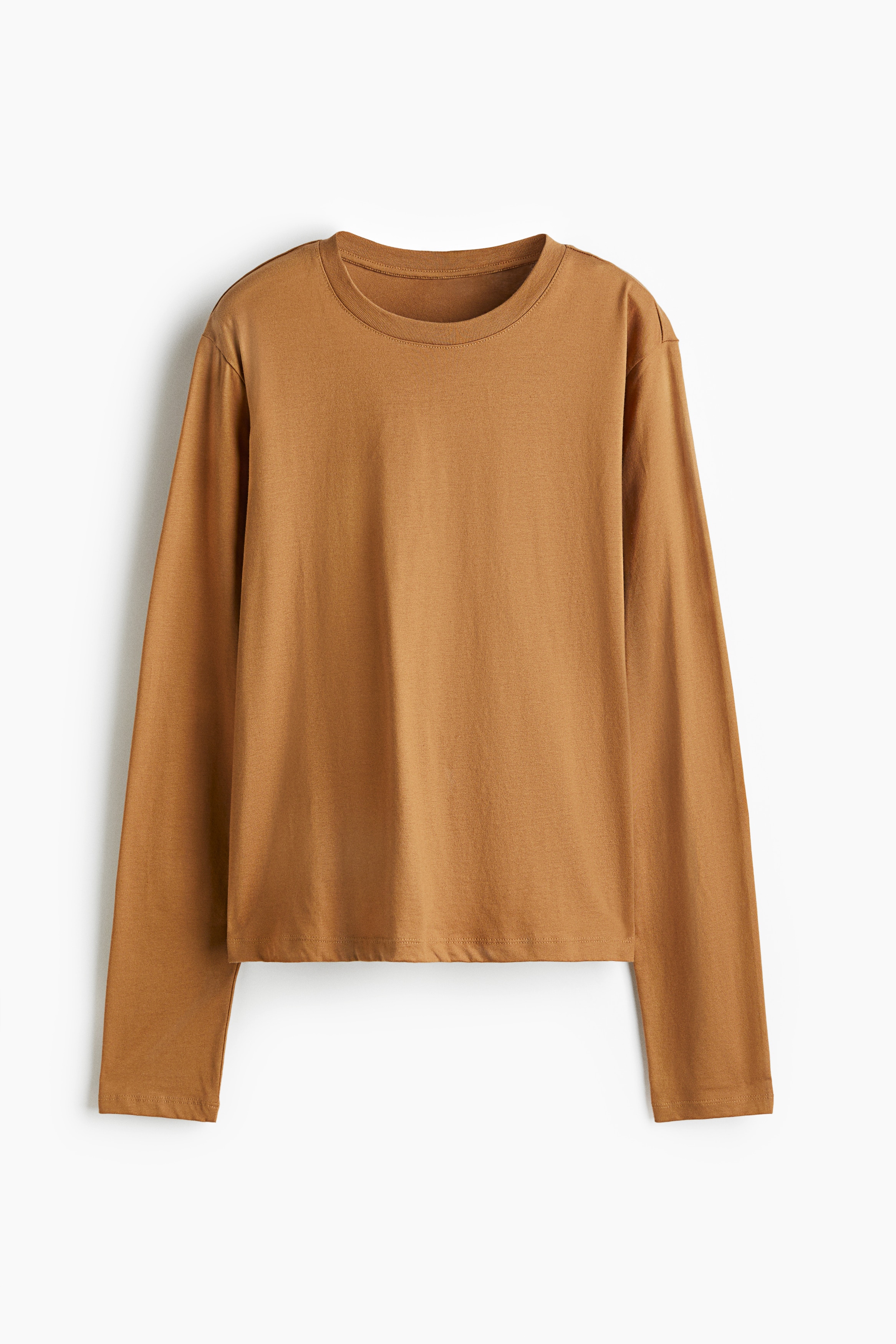 Long-sleeved cotton top - Dark beige/White/White/Navy blue striped/Black