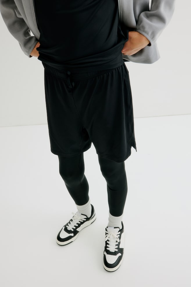Layered football tights with DryMove™-Black - 3