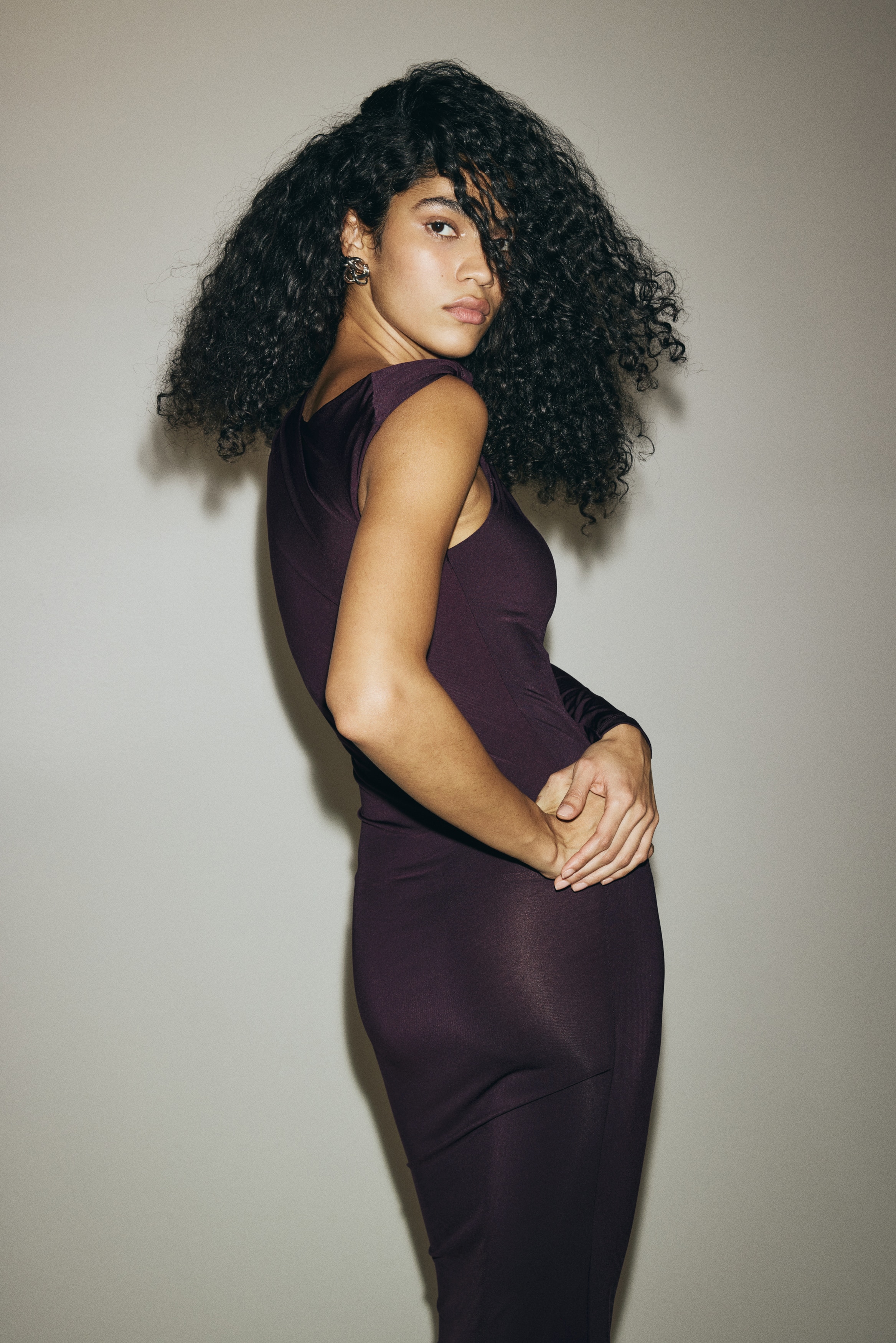 Draped one-shoulder dress