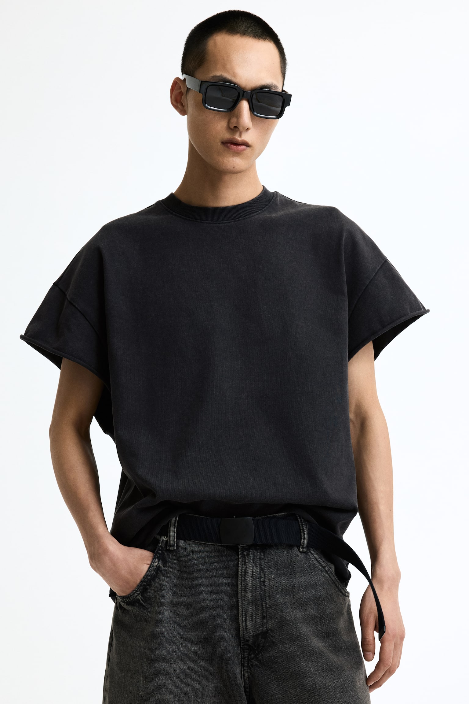 Бавовняна футболка Oversized Fit - Чорний/Кремовий - 1