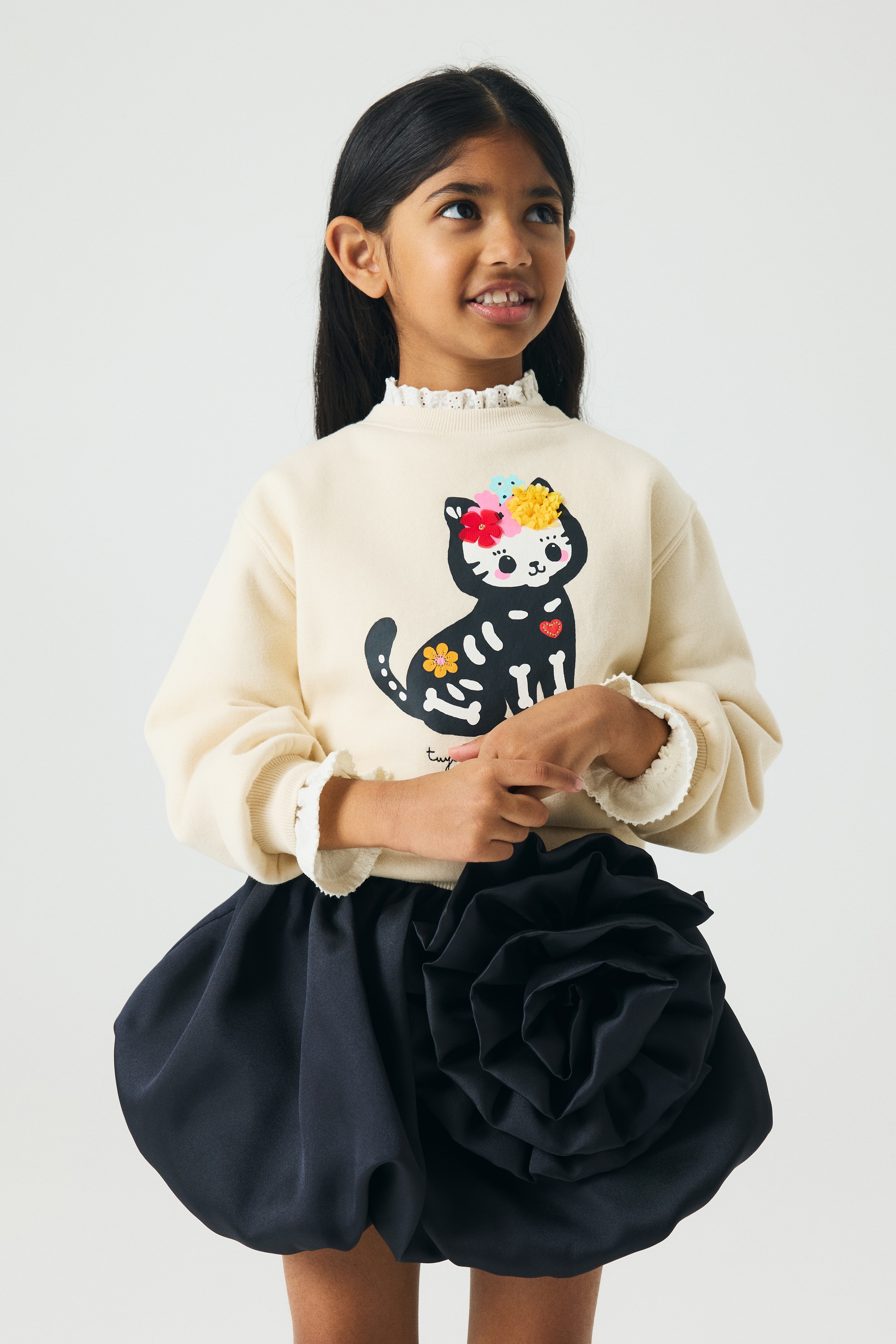 Appliquéd Balloon Skirt - Black - Kids | H&M US