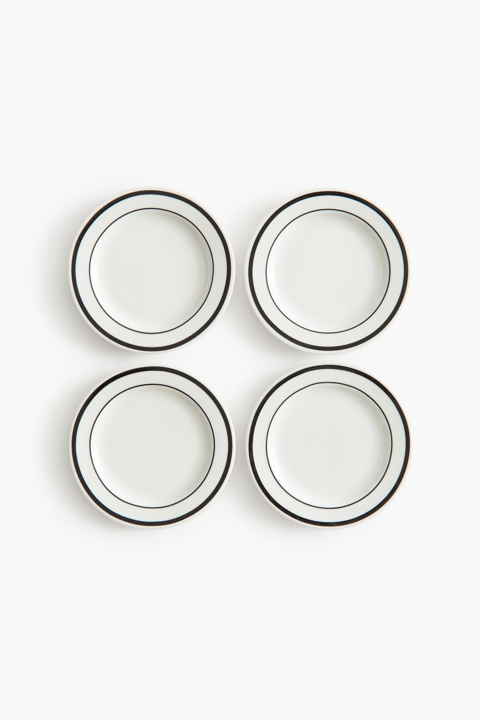 Pack de 4 platos de porcelana para el pan - Blanco/Negro/Blanco/Rojo