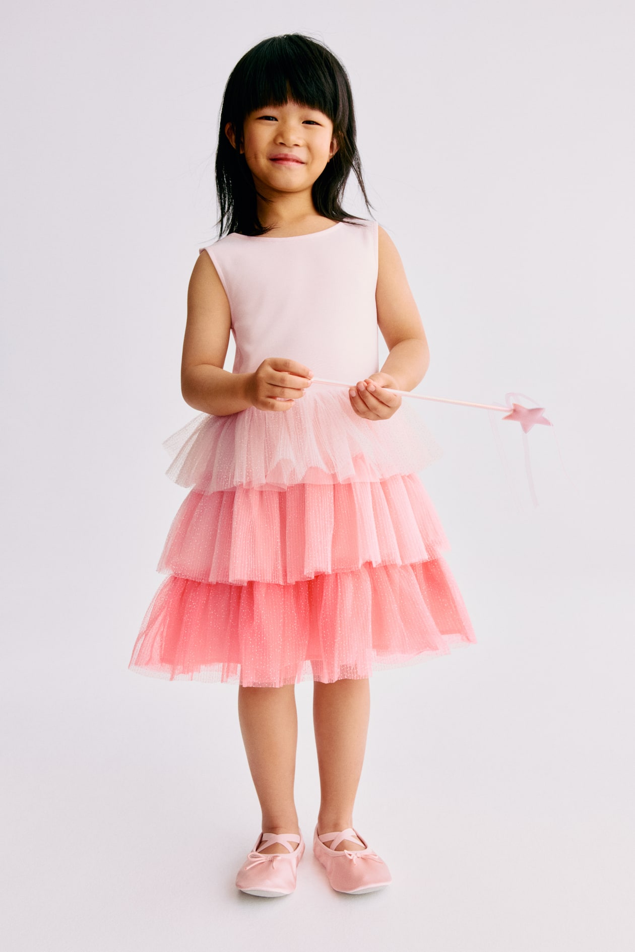 Pink/glittery Dress with Flared Skirt for kids | H&M US Pink/glittery Dress with Flared Skirt for kids | H&M US
