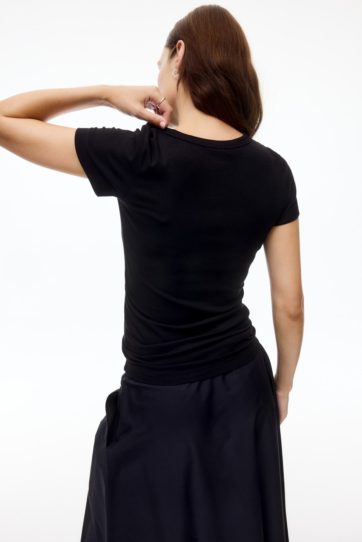 Женская футболка H&M Mama Ribbed Jersey T-Shirt, цвет: Чёрный — фото 4
