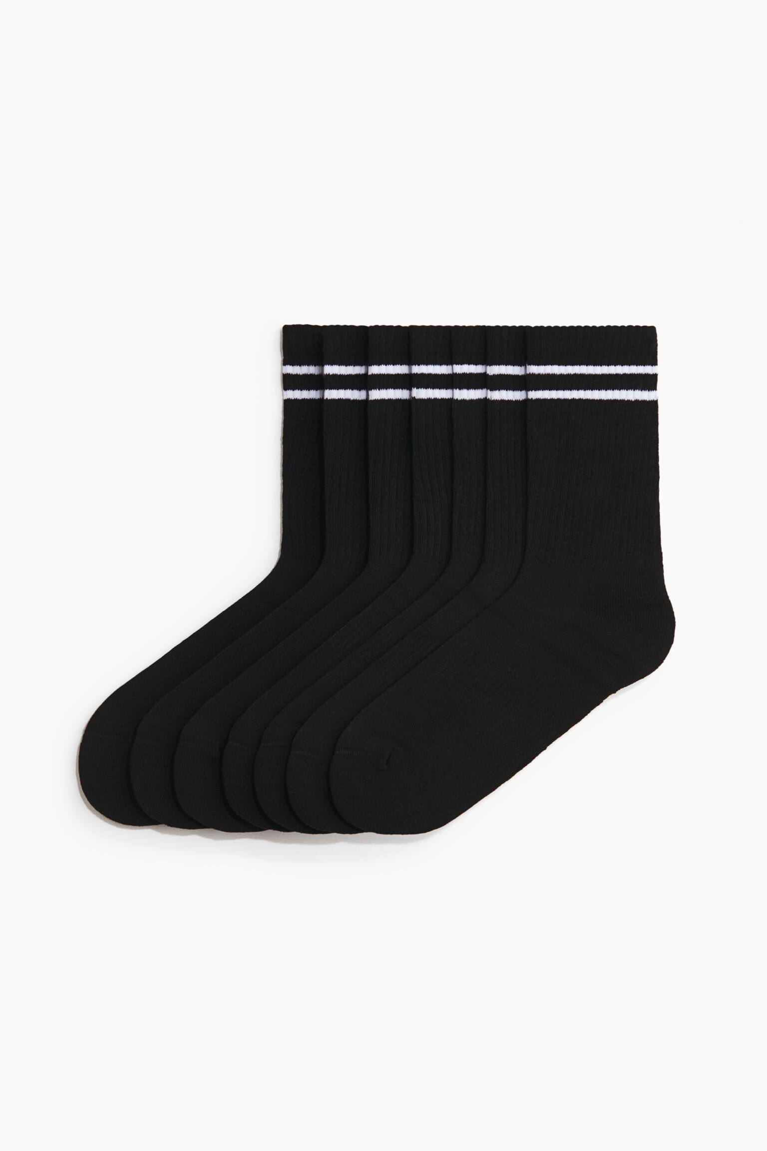 7-pack sports socks - Noir/Blanc/rayé