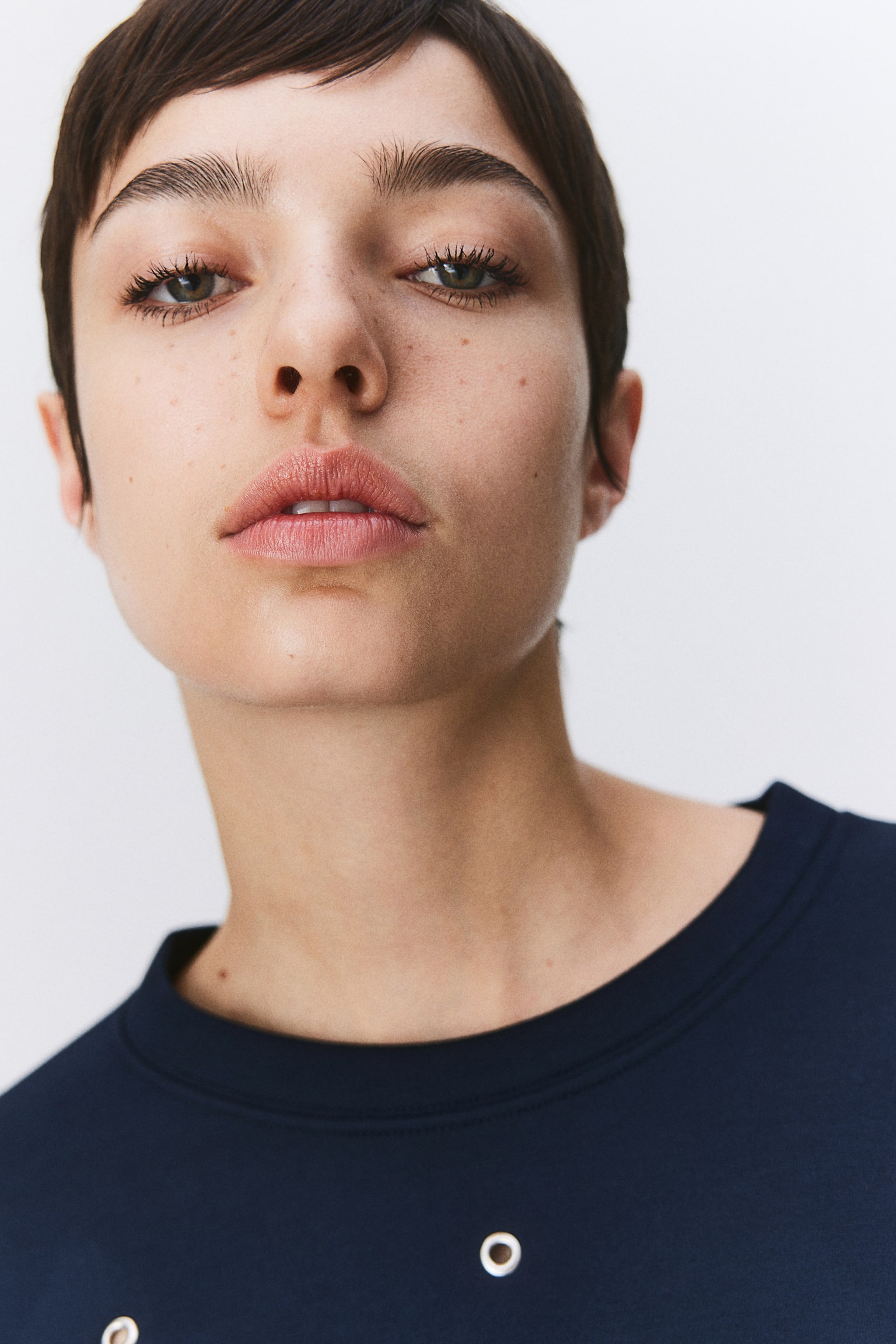 Eyelet-detail sweatshirt - Navy blue - 4